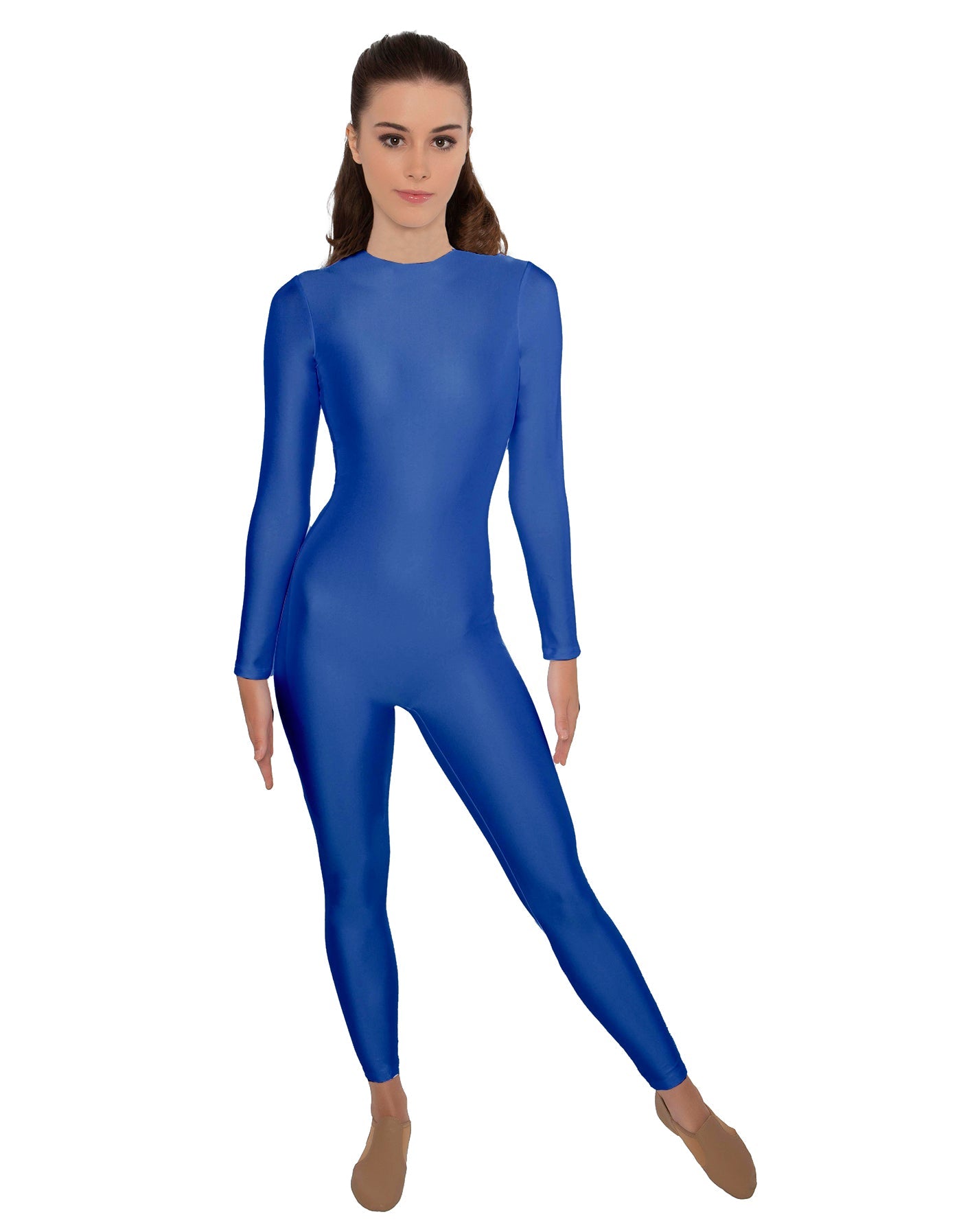 Solid Lycra LS Open Back Unitard