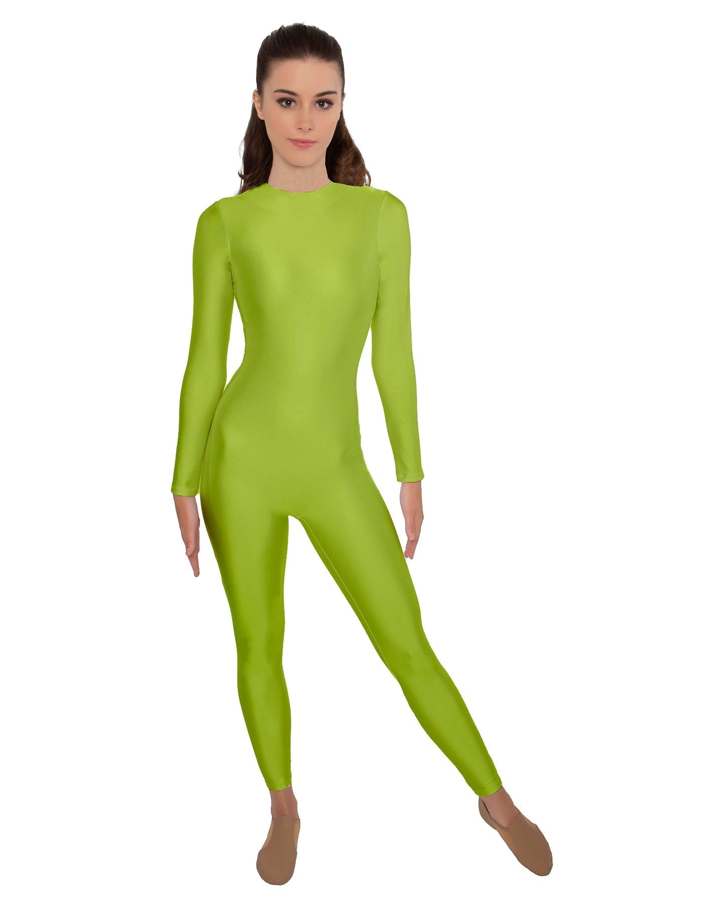 Solid Lycra LS Open Back Unitard