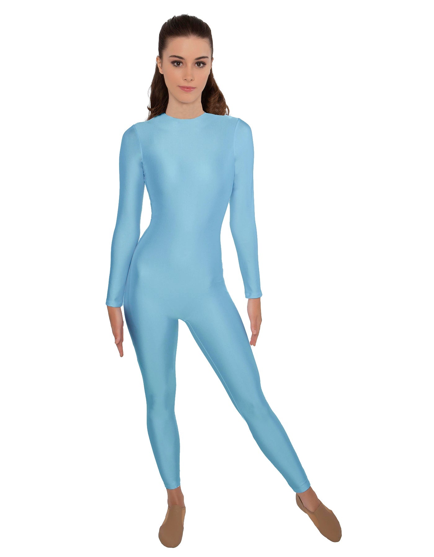 Solid Lycra LS Open Back Unitard