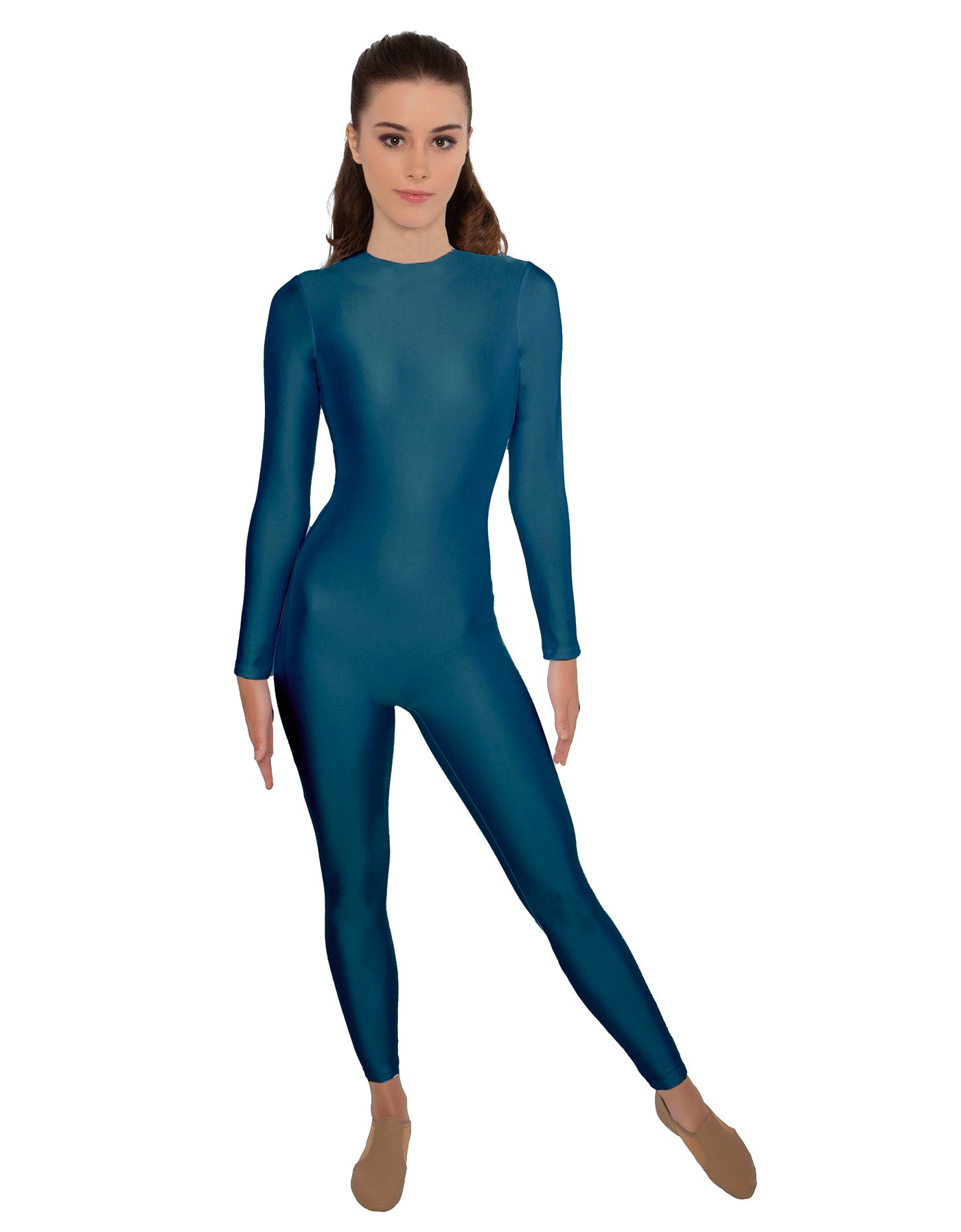 Solid Lycra LS Open Back Unitard