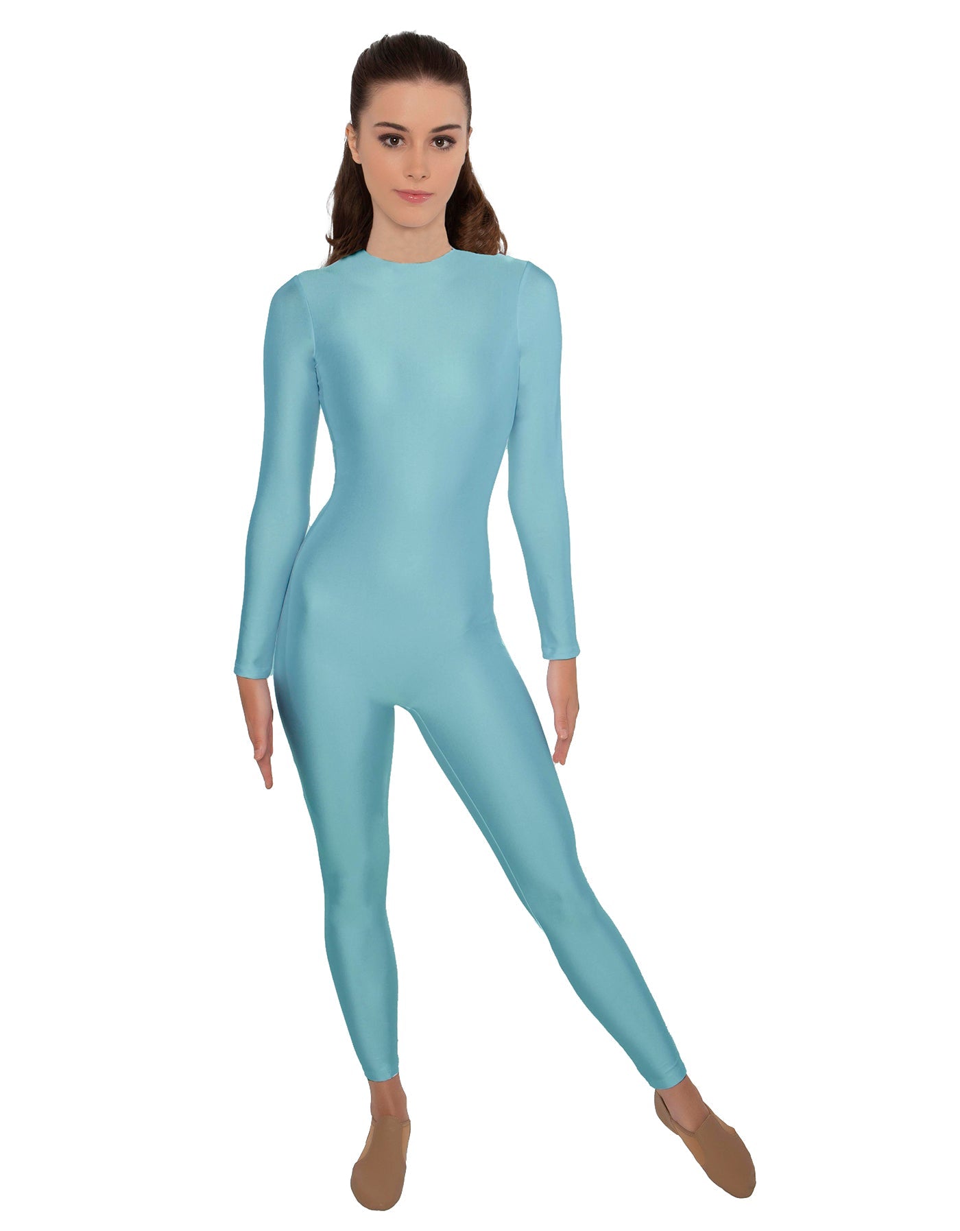 Solid Lycra LS Open Back Unitard