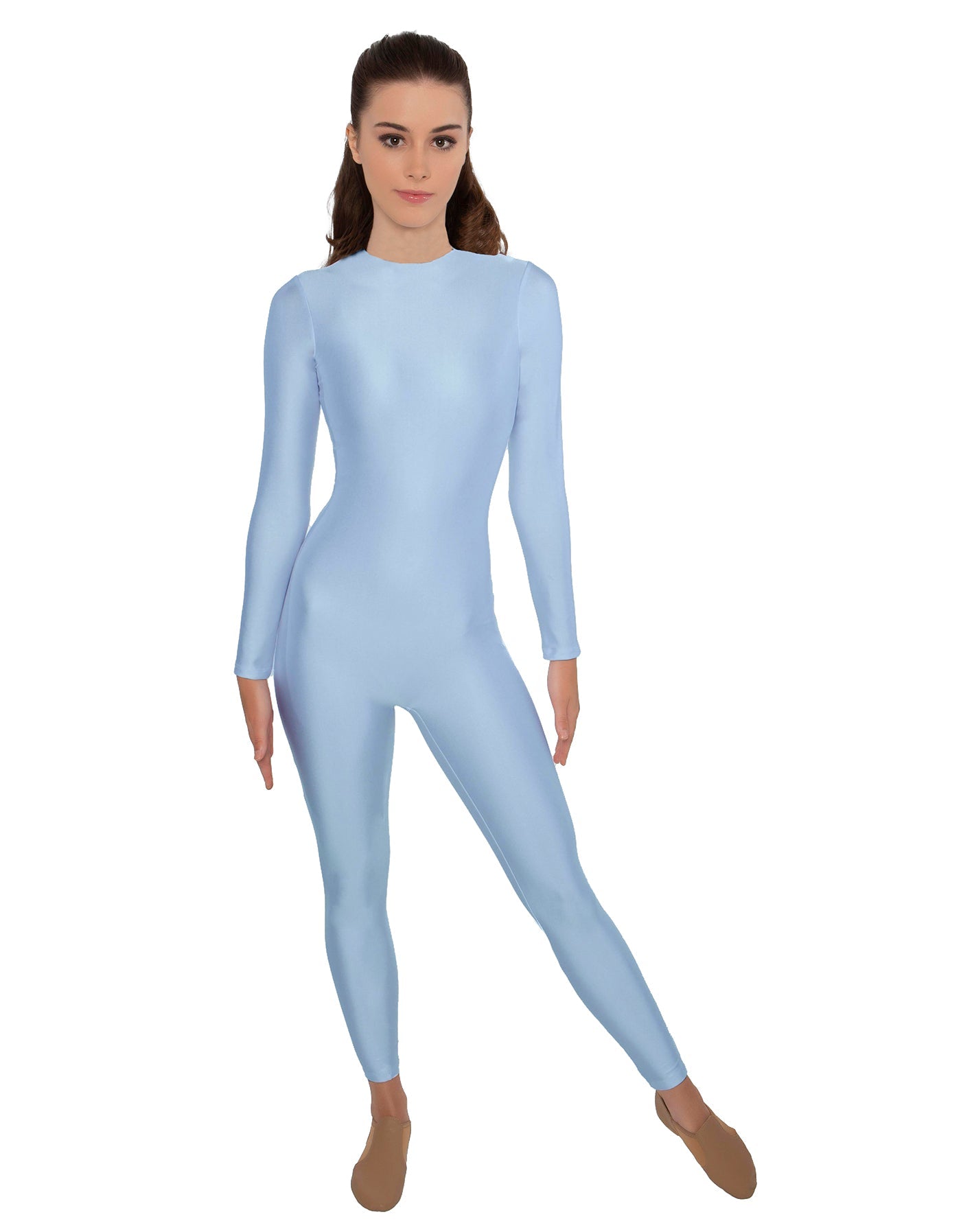 Solid Lycra LS Open Back Unitard