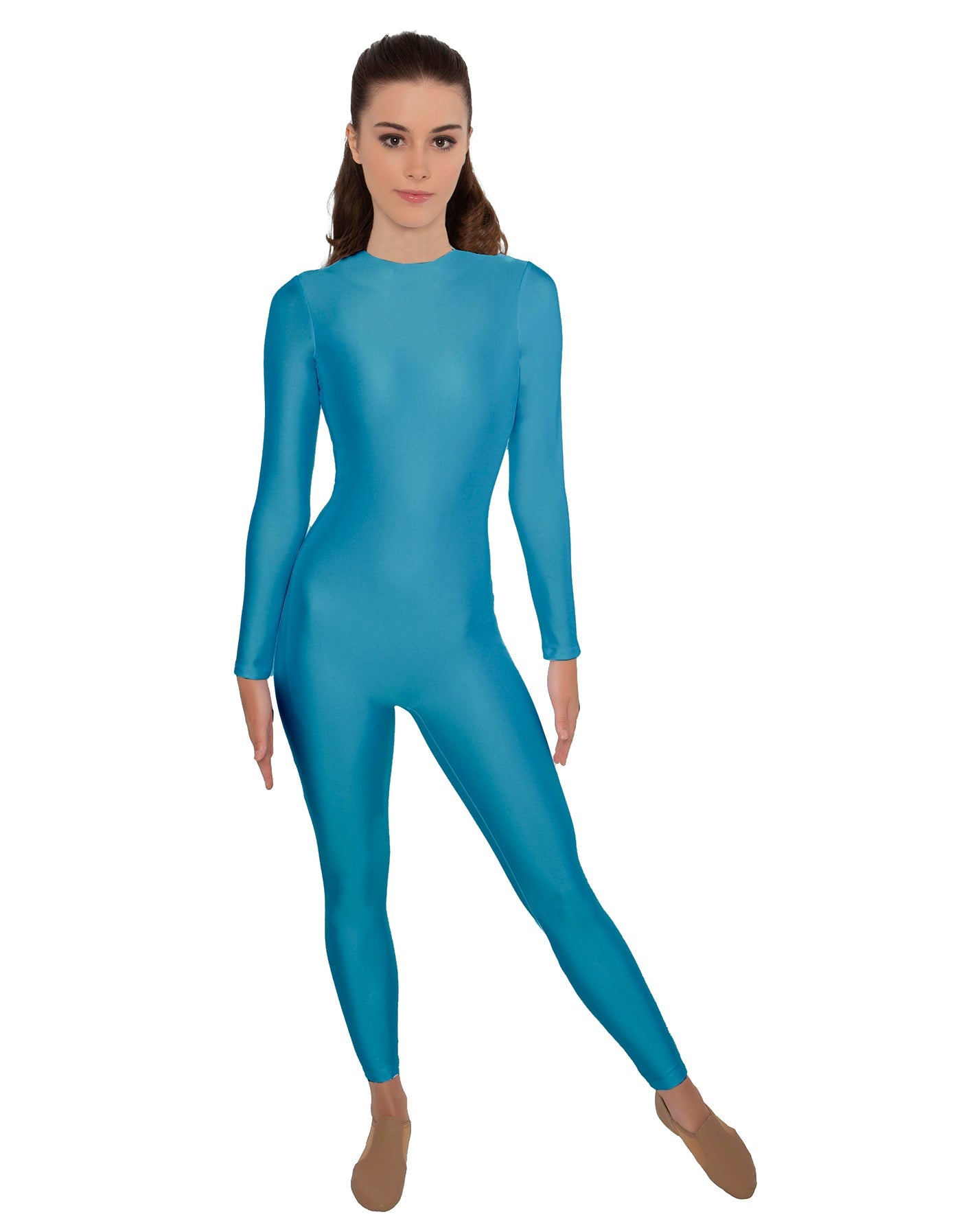 Solid Lycra LS Open Back Unitard