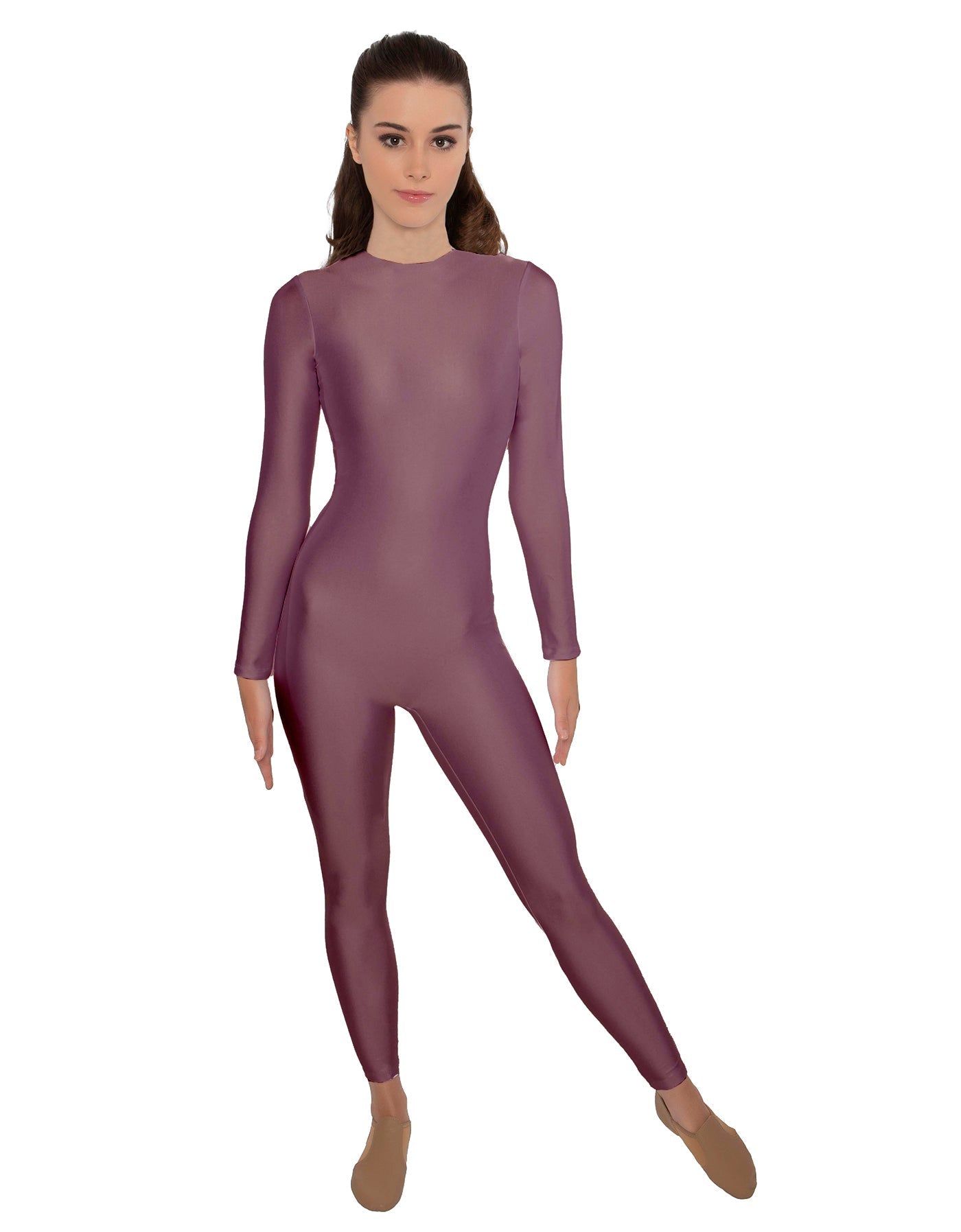 Solid Lycra LS Open Back Unitard