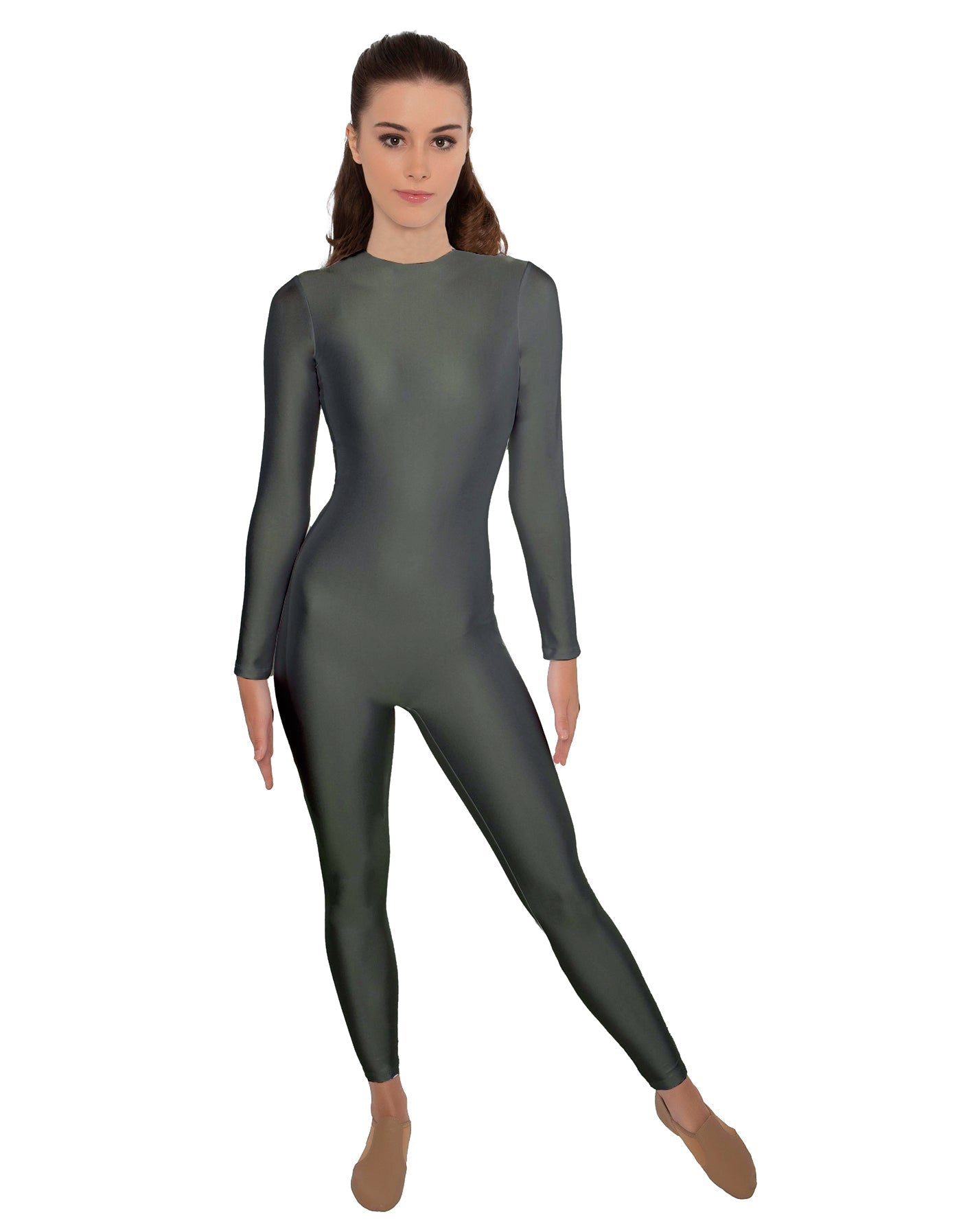 Solid Lycra LS Open Back Unitard