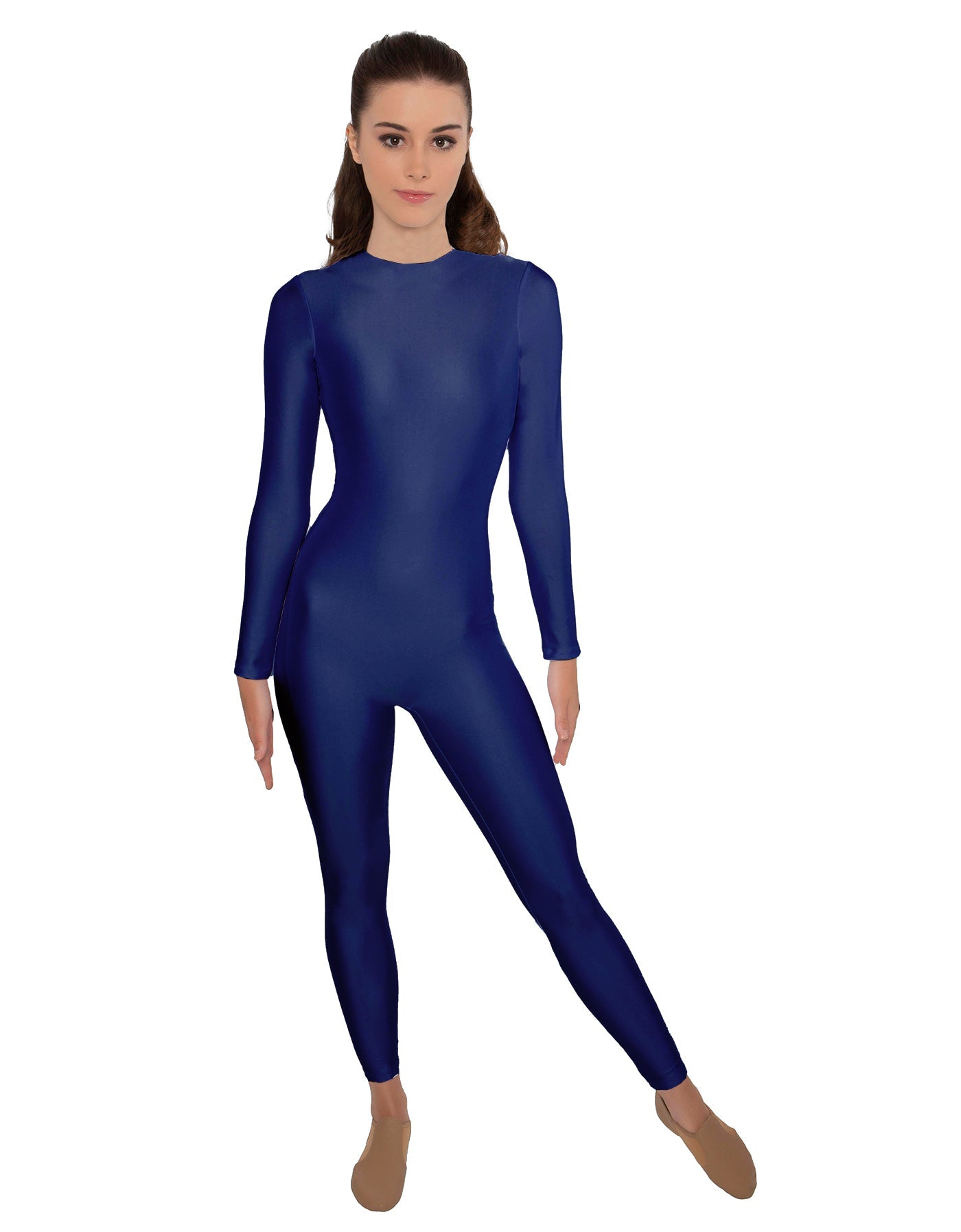 Solid Lycra LS Open Back Unitard