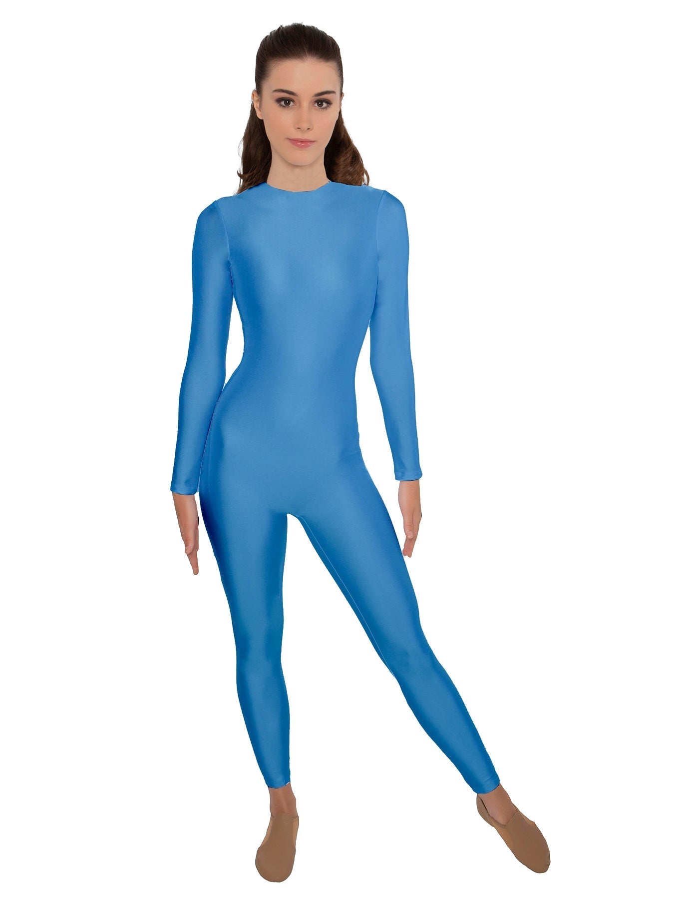 Solid Lycra LS Open Back Unitard
