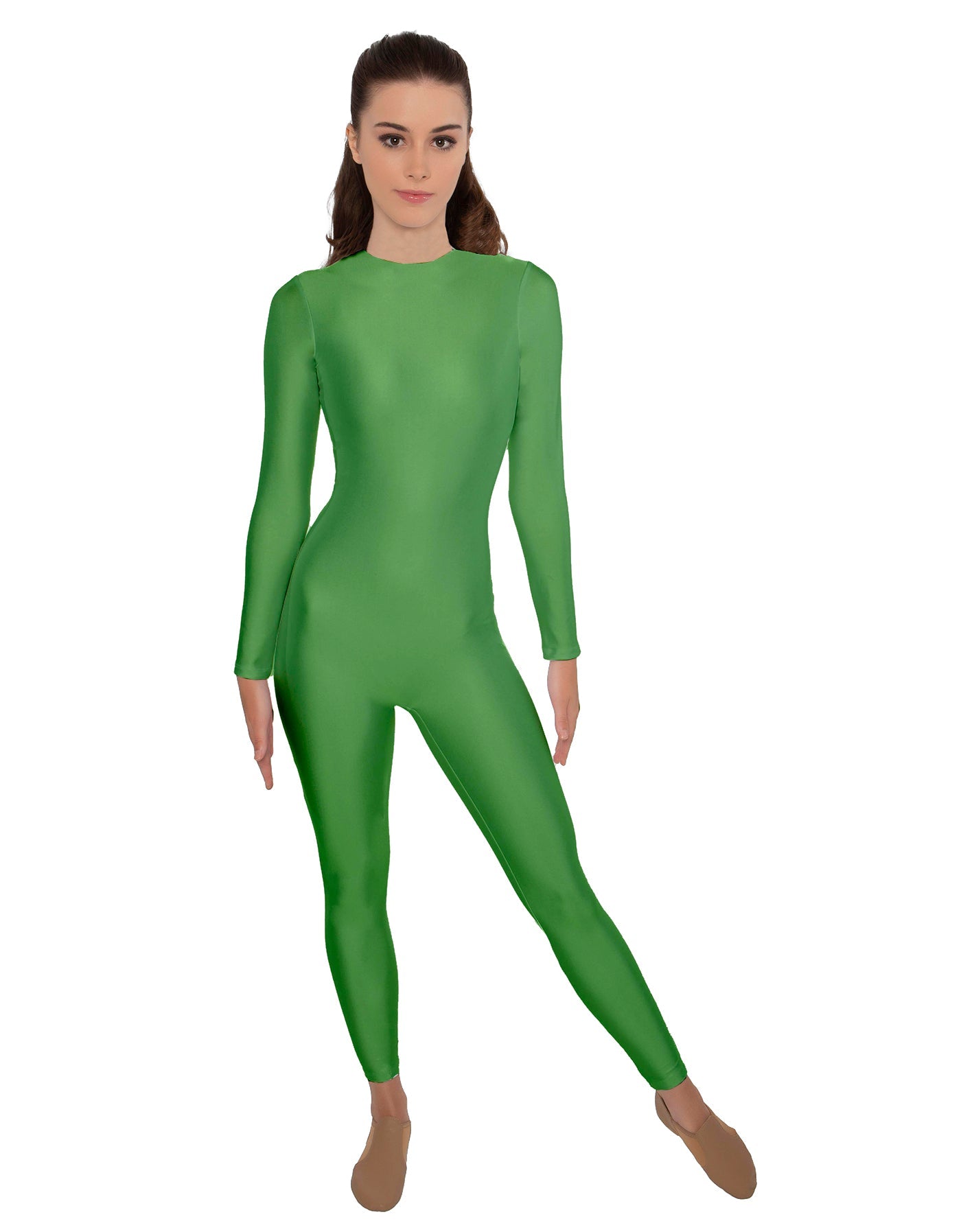 Solid Lycra LS Open Back Unitard