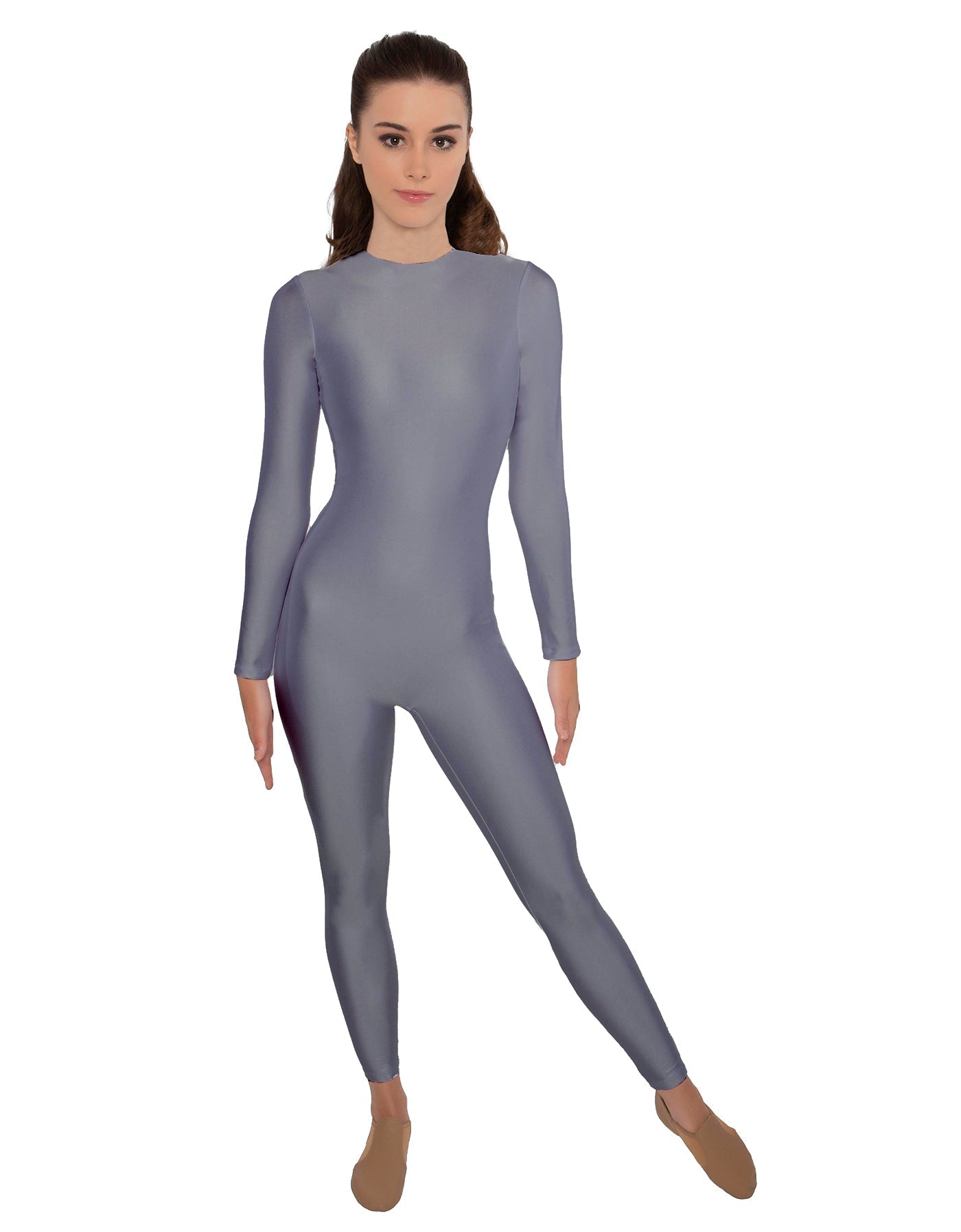 Solid Lycra LS Open Back Unitard