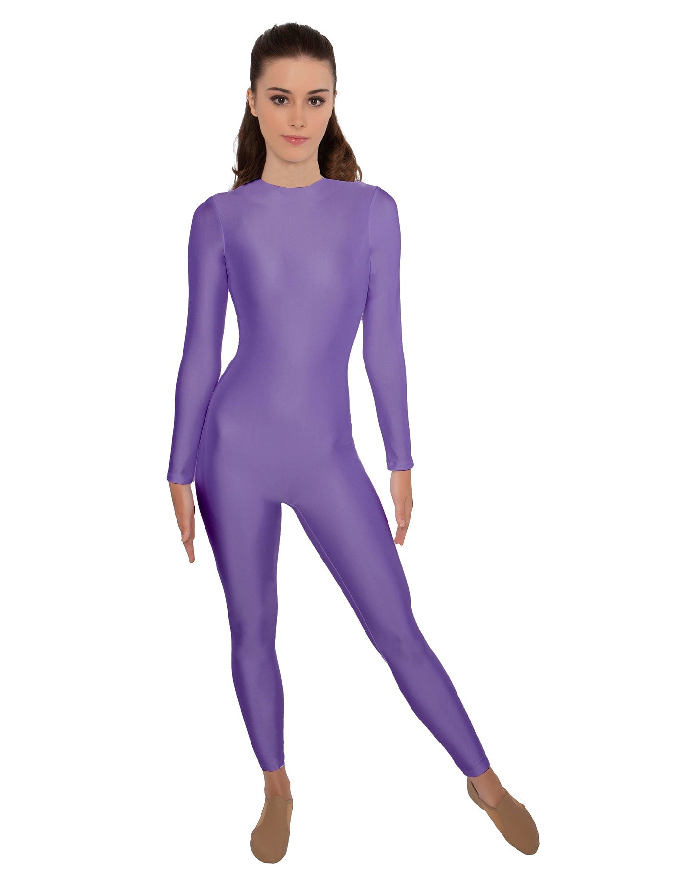 Solid Lycra LS Open Back Unitard