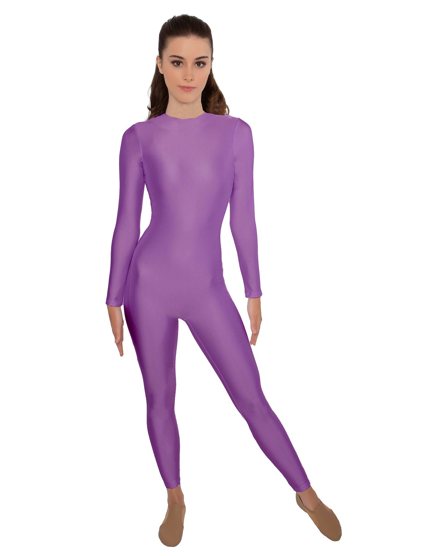Solid Lycra LS Open Back Unitard