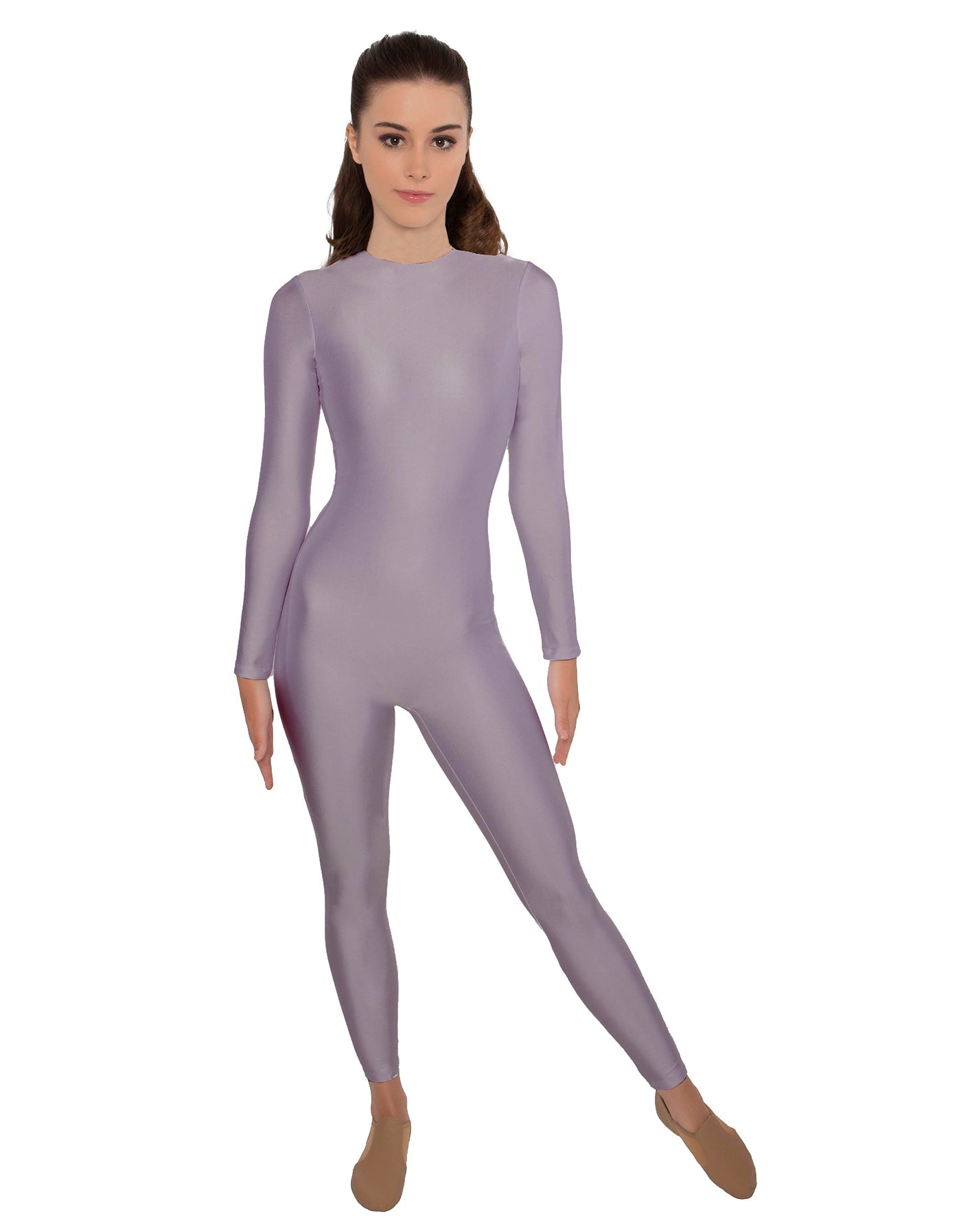 Solid Lycra LS Open Back Unitard