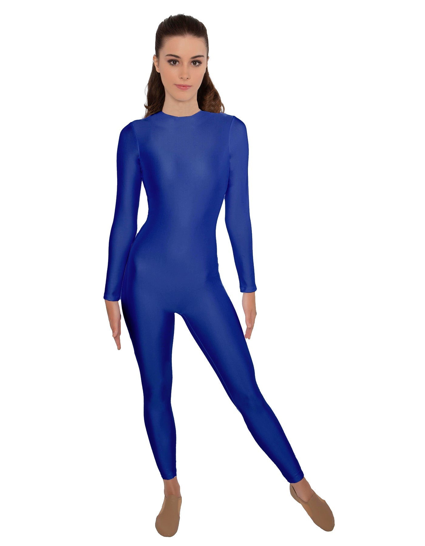 Solid Lycra LS Open Back Unitard