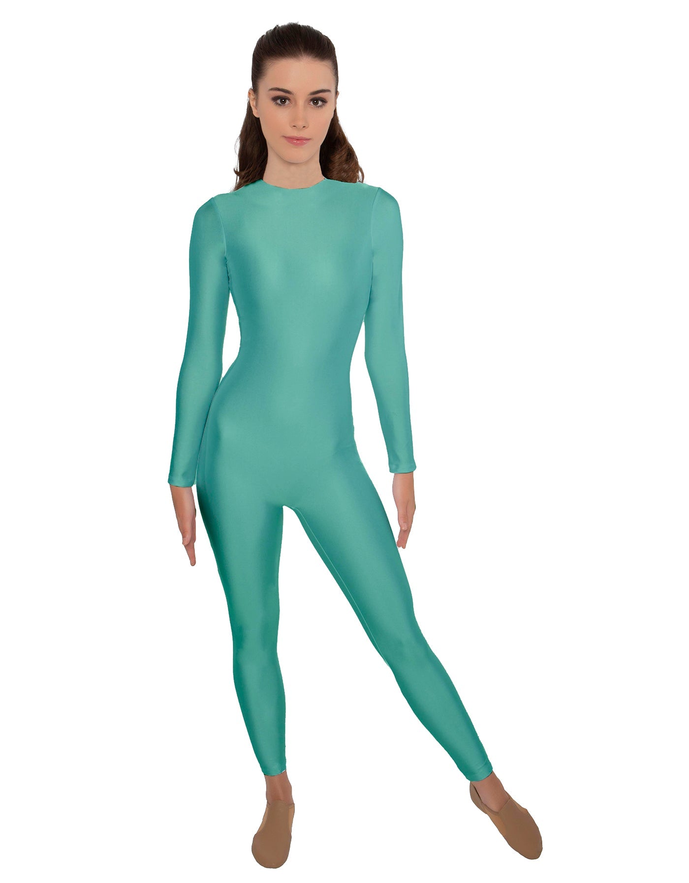 Solid Lycra LS Open Back Unitard