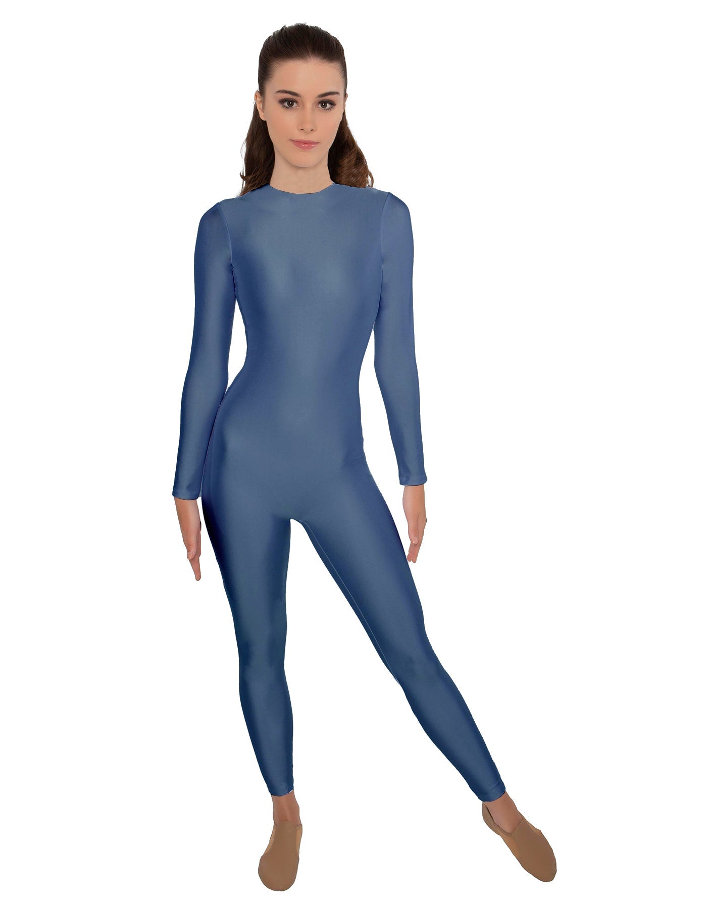 Solid Lycra LS Open Back Unitard