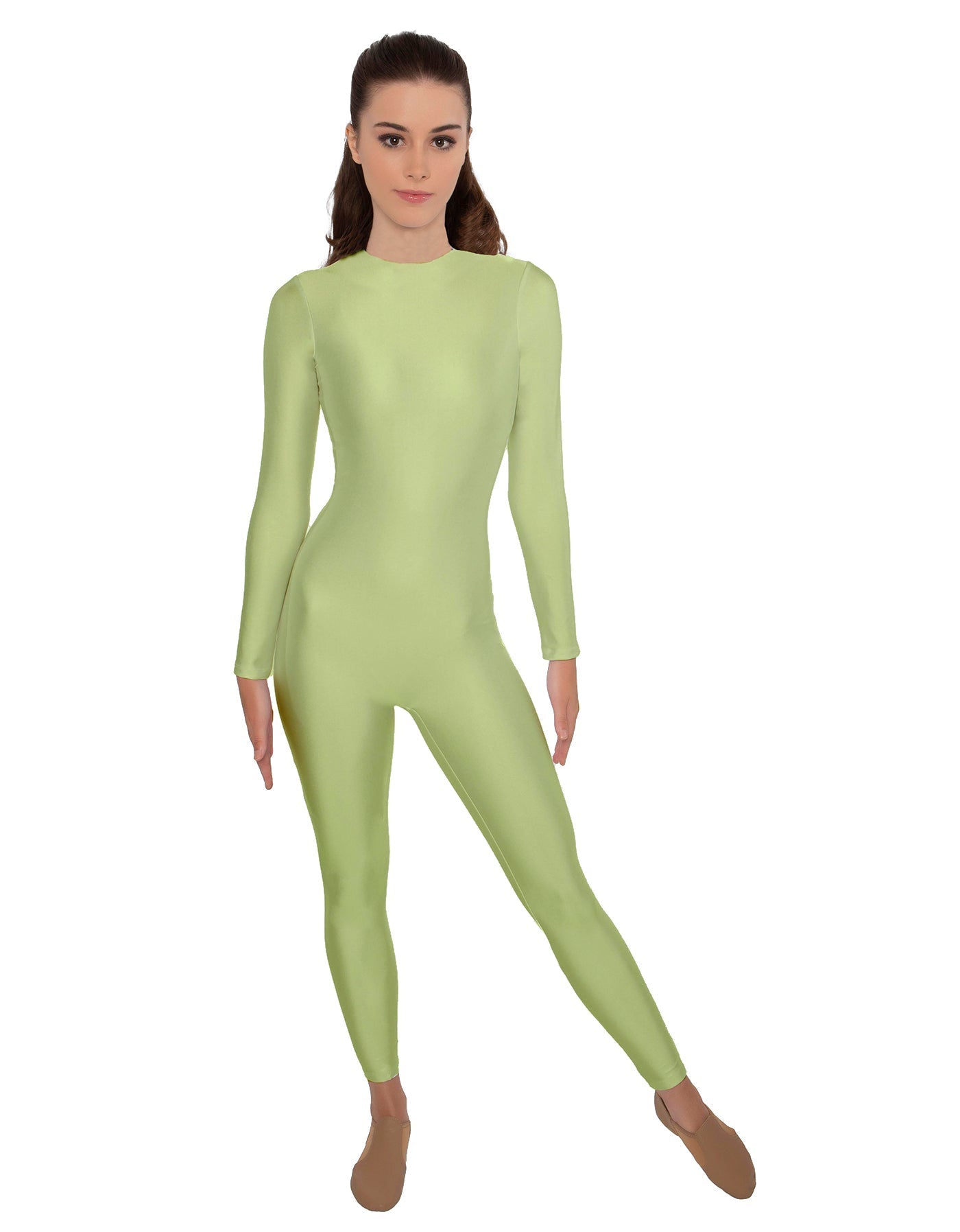 Solid Lycra LS Open Back Unitard