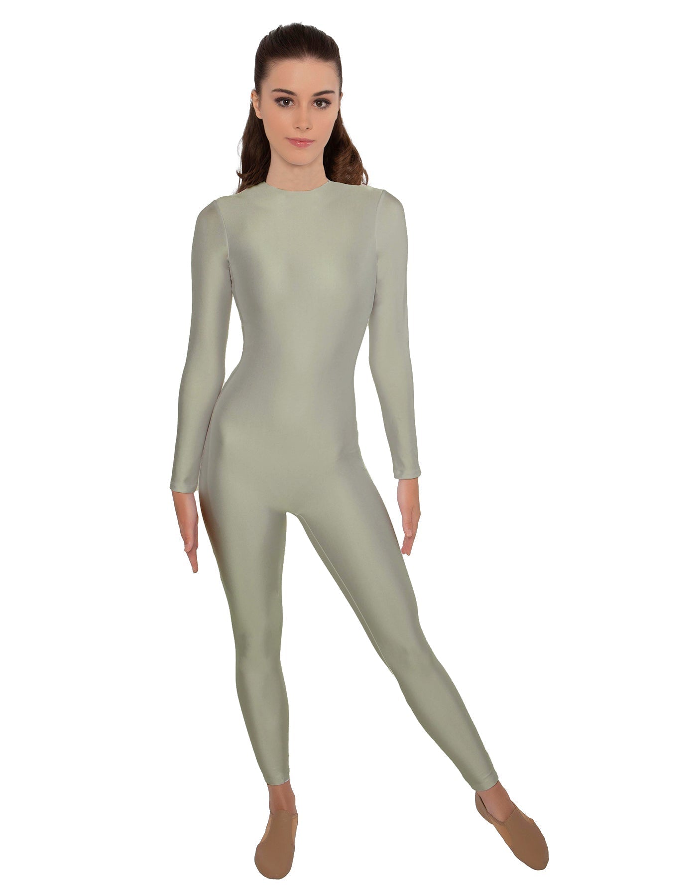 Solid Lycra LS Open Back Unitard