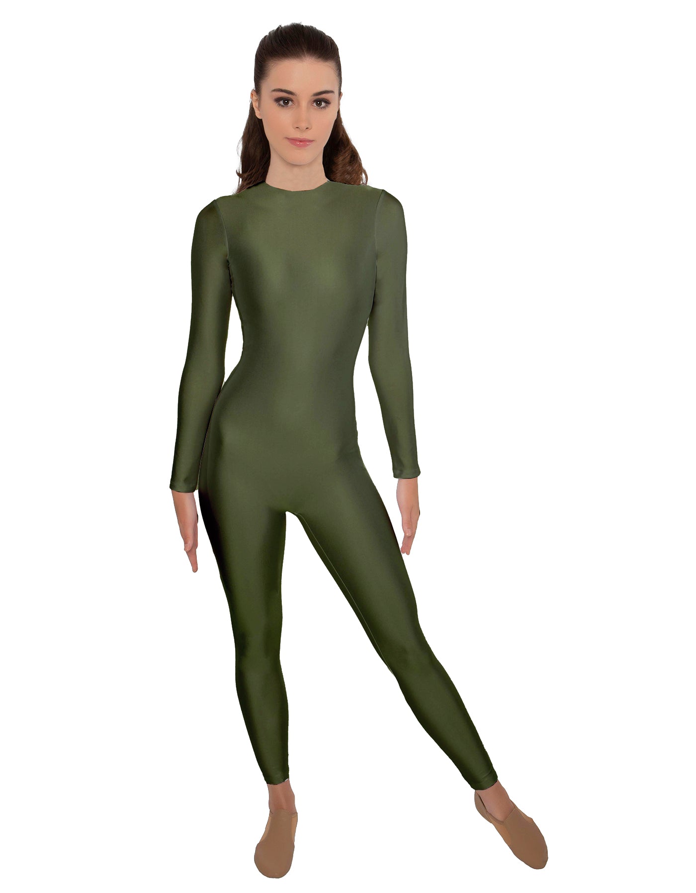 Solid Lycra LS Open Back Unitard