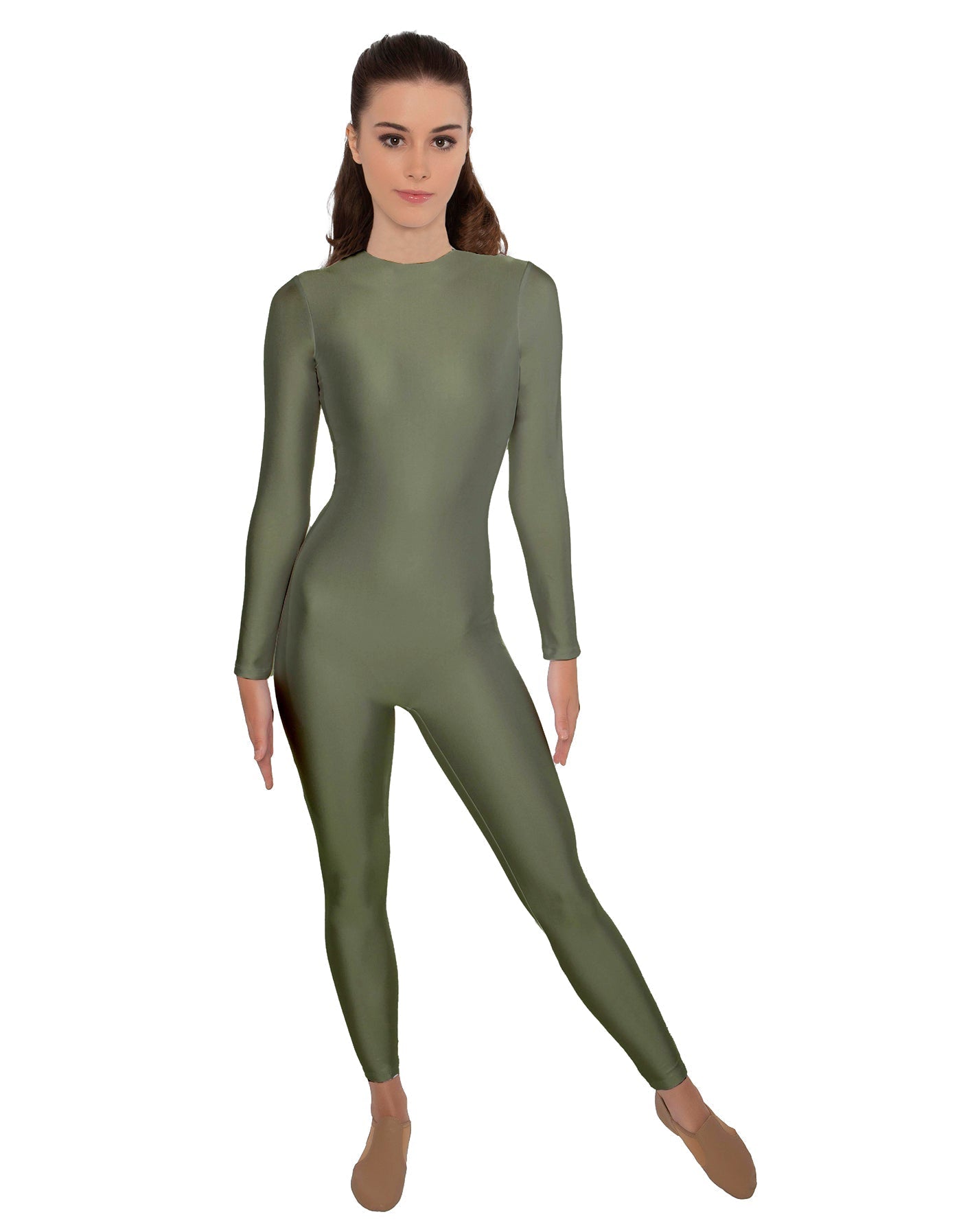 Solid Lycra LS Open Back Unitard