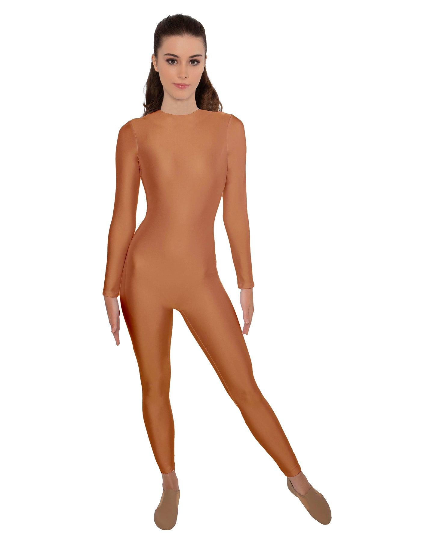 Solid Lycra LS Open Back Unitard