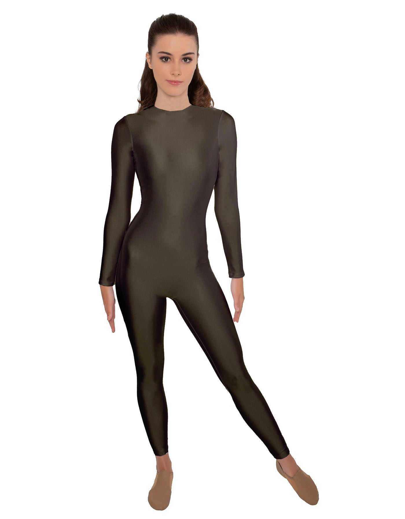 Solid Lycra LS Open Back Unitard