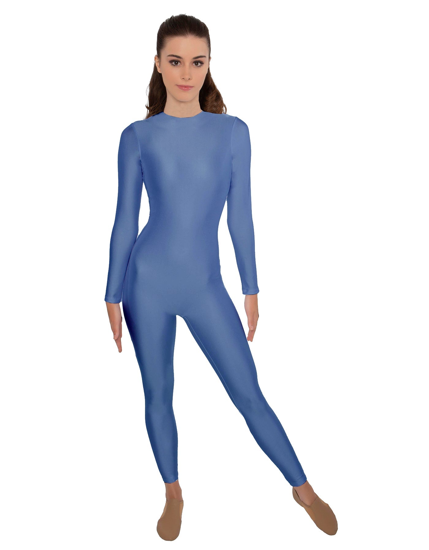 Solid Lycra LS Open Back Unitard