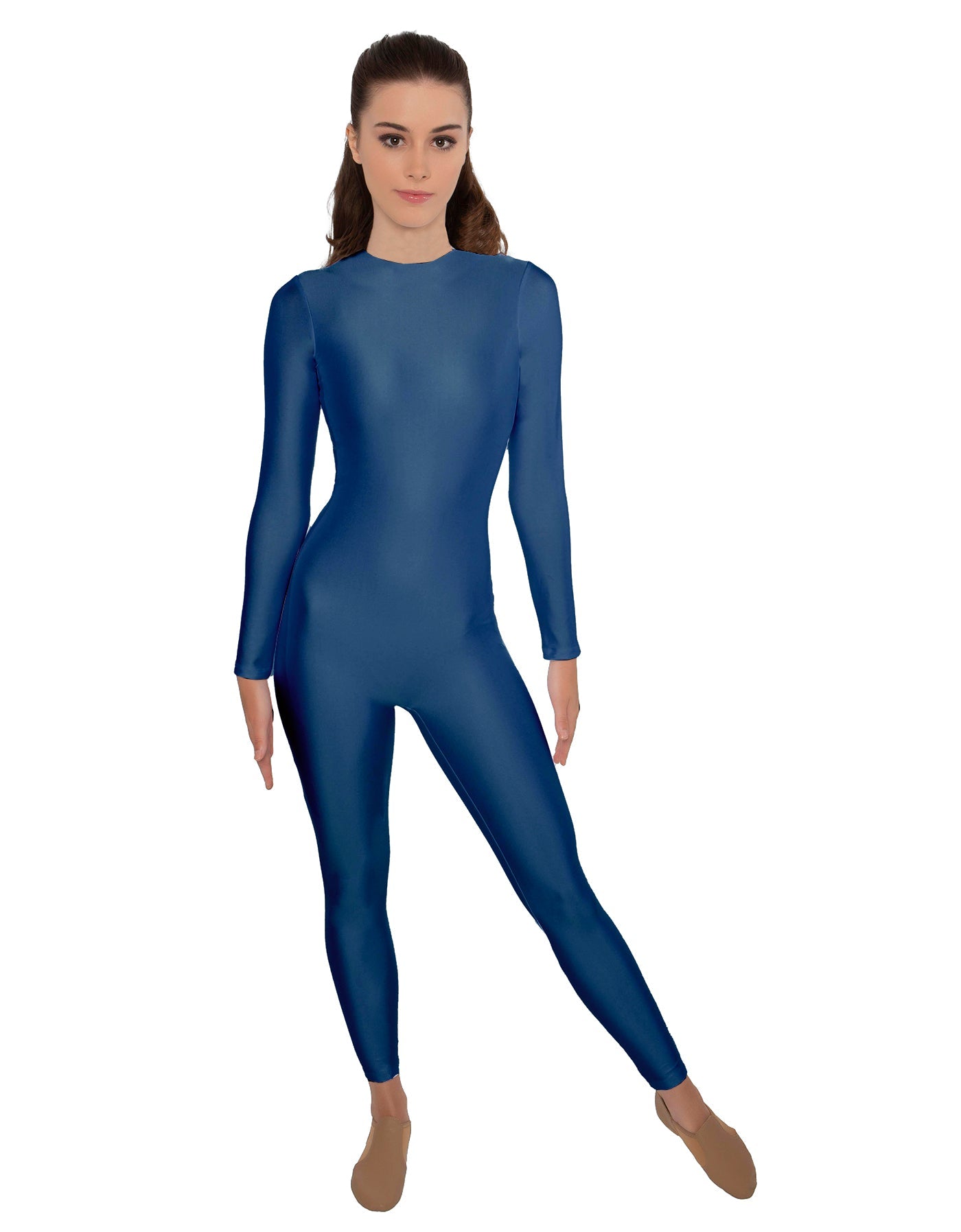 Solid Lycra LS Open Back Unitard