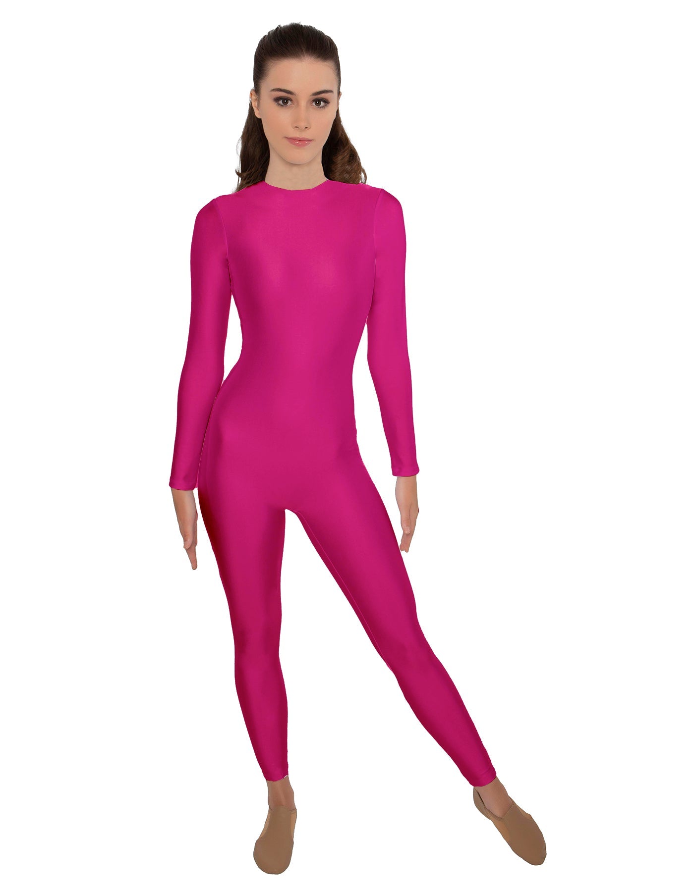 Solid Lycra LS Open Back Unitard