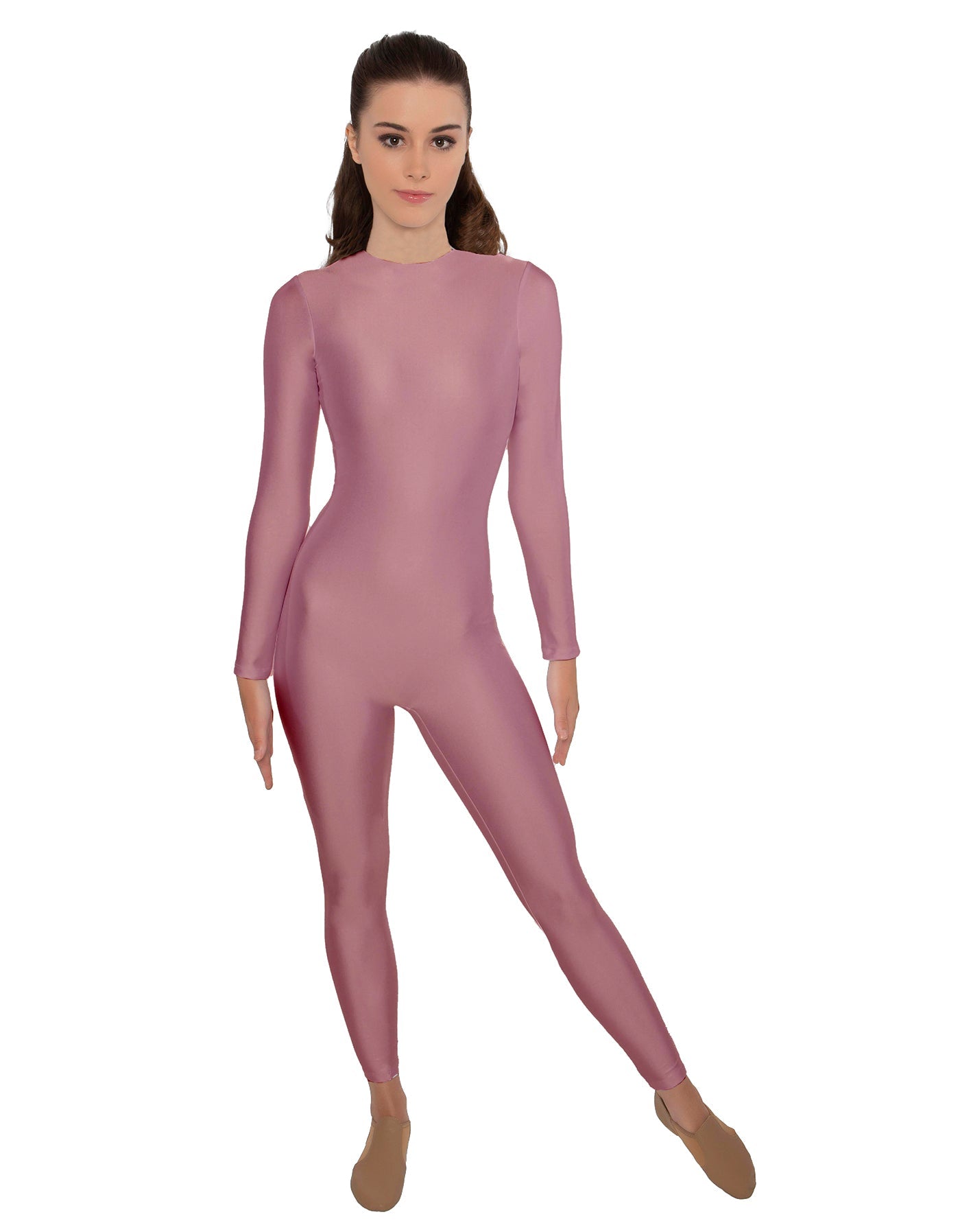 Solid Lycra LS Open Back Unitard
