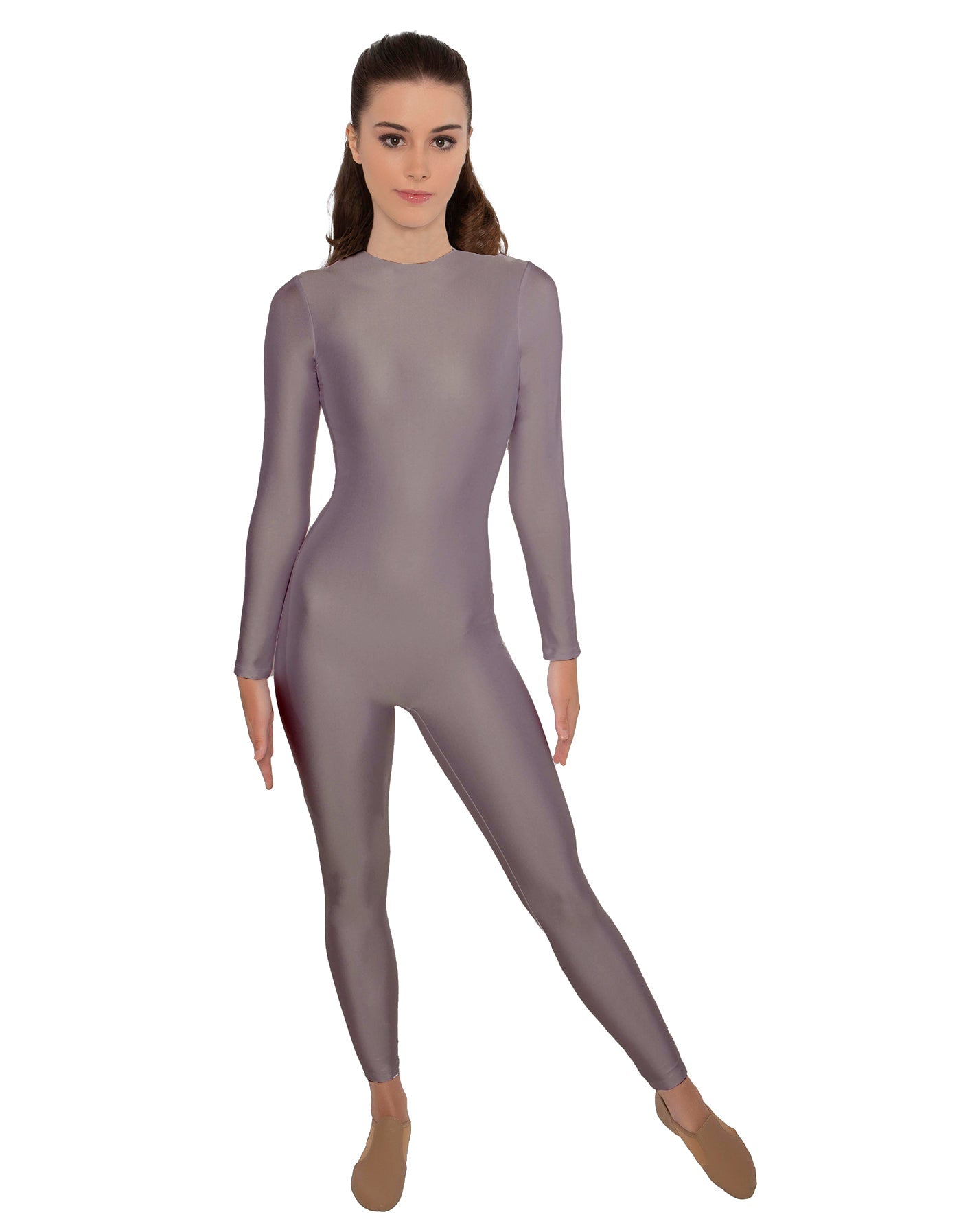 Solid Lycra LS Open Back Unitard