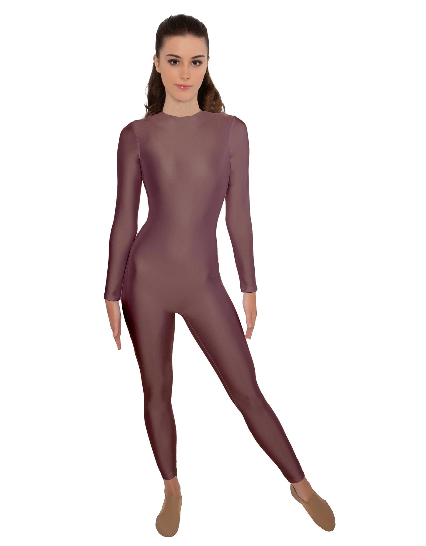 Solid Lycra LS Open Back Unitard