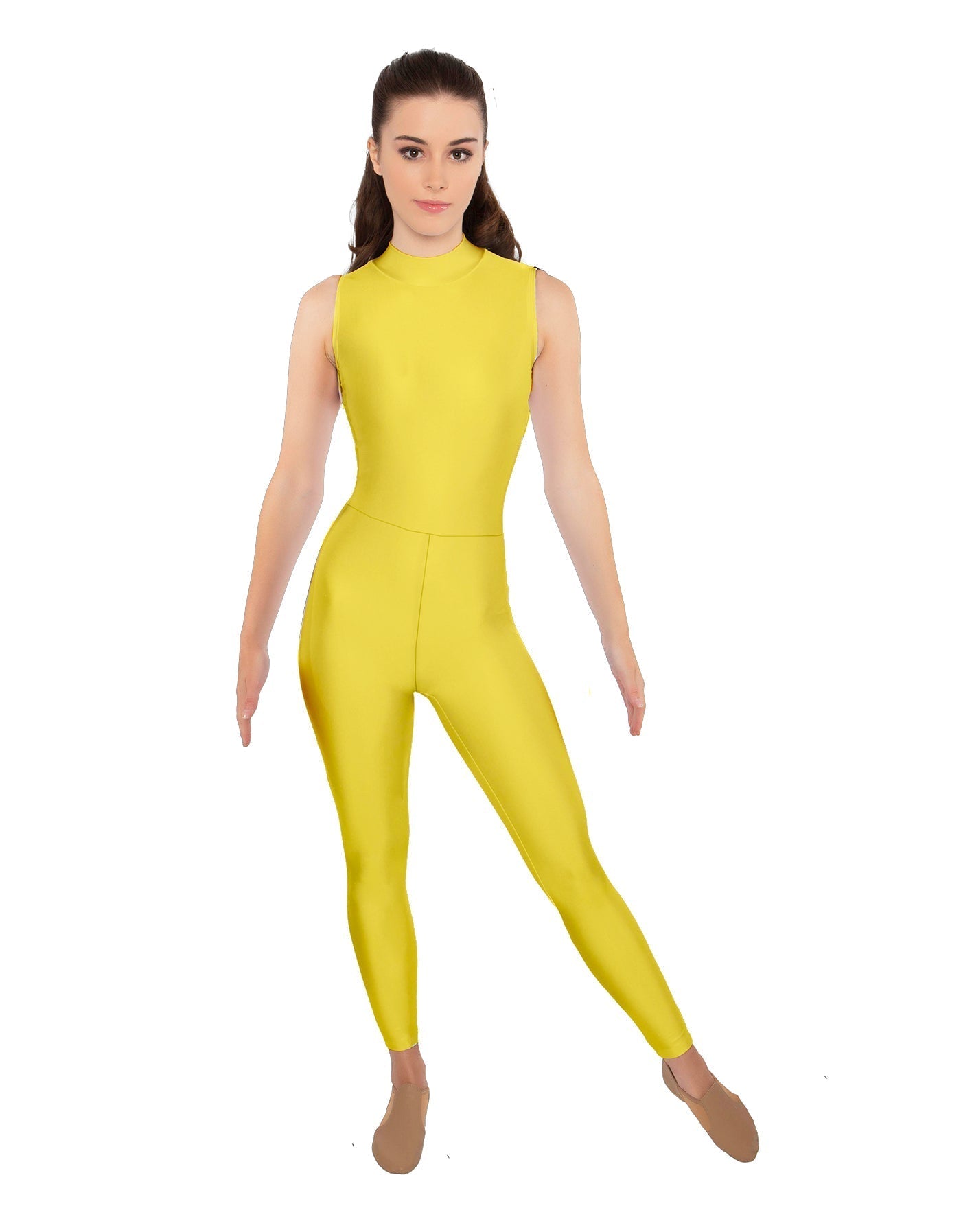 Solid Lycra Sleeveless TNeck Keyhole Unitard