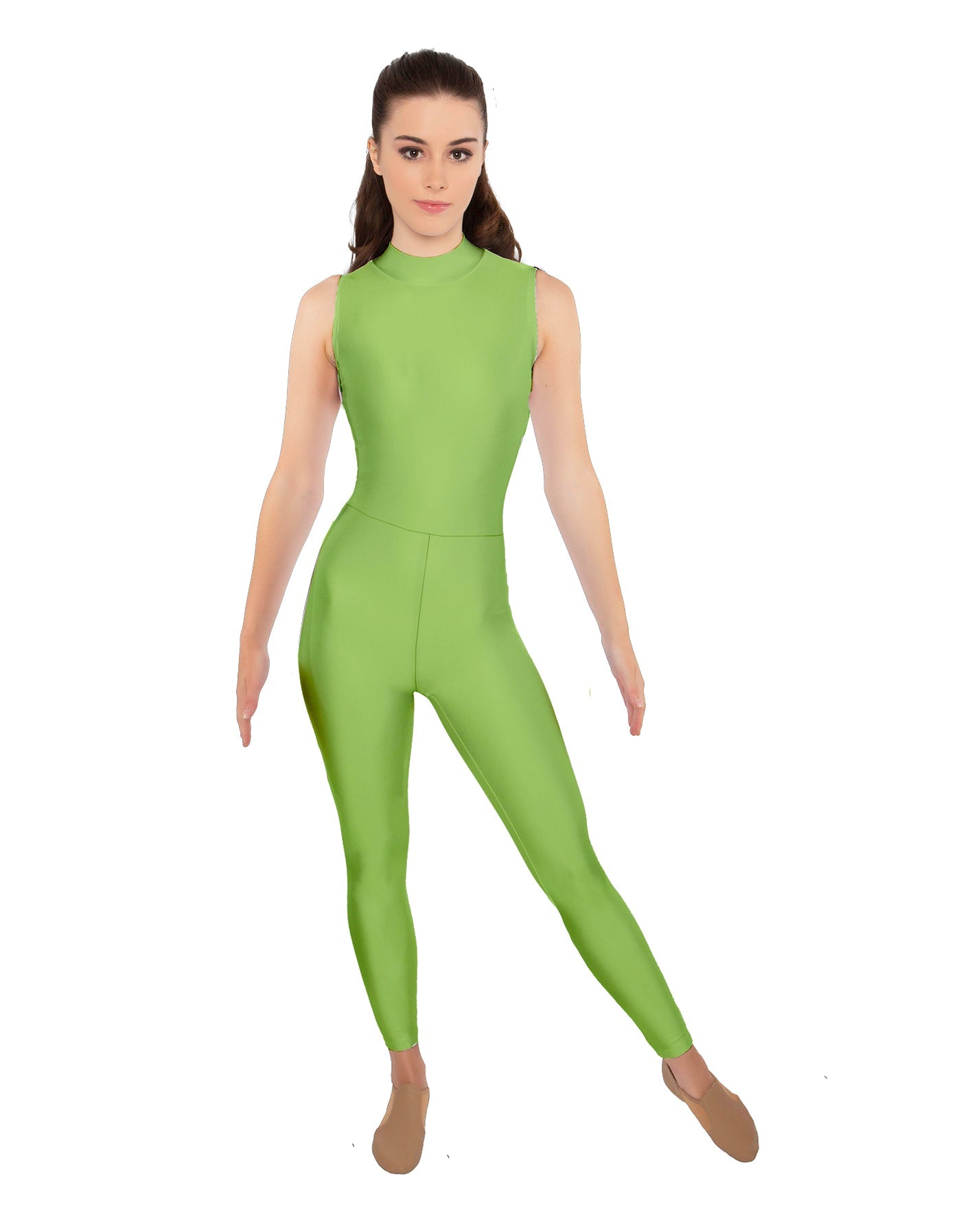 Solid Lycra Sleeveless TNeck Keyhole Unitard