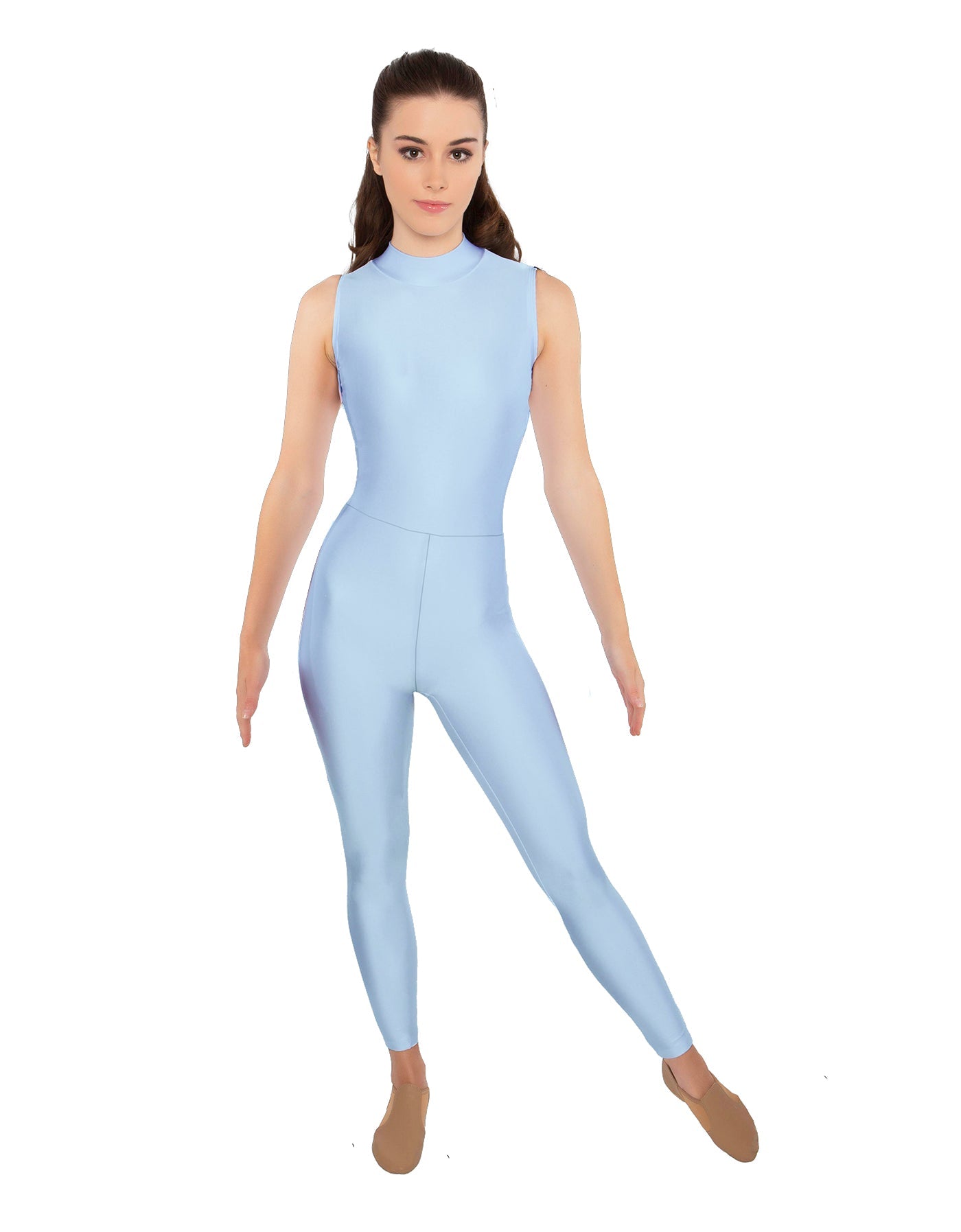 Solid Lycra Sleeveless TNeck Keyhole Unitard
