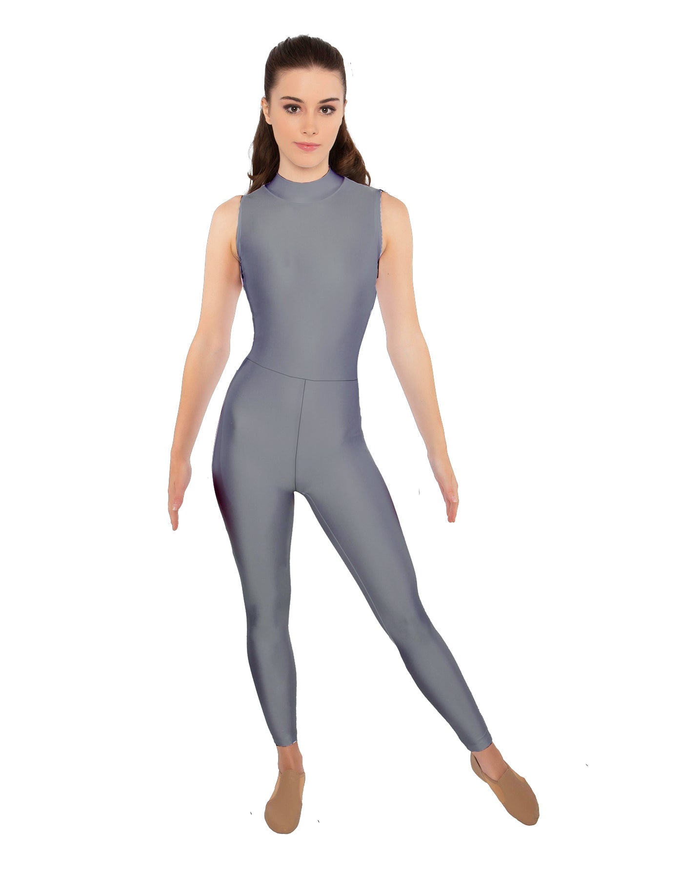 Solid Lycra Sleeveless TNeck Keyhole Unitard