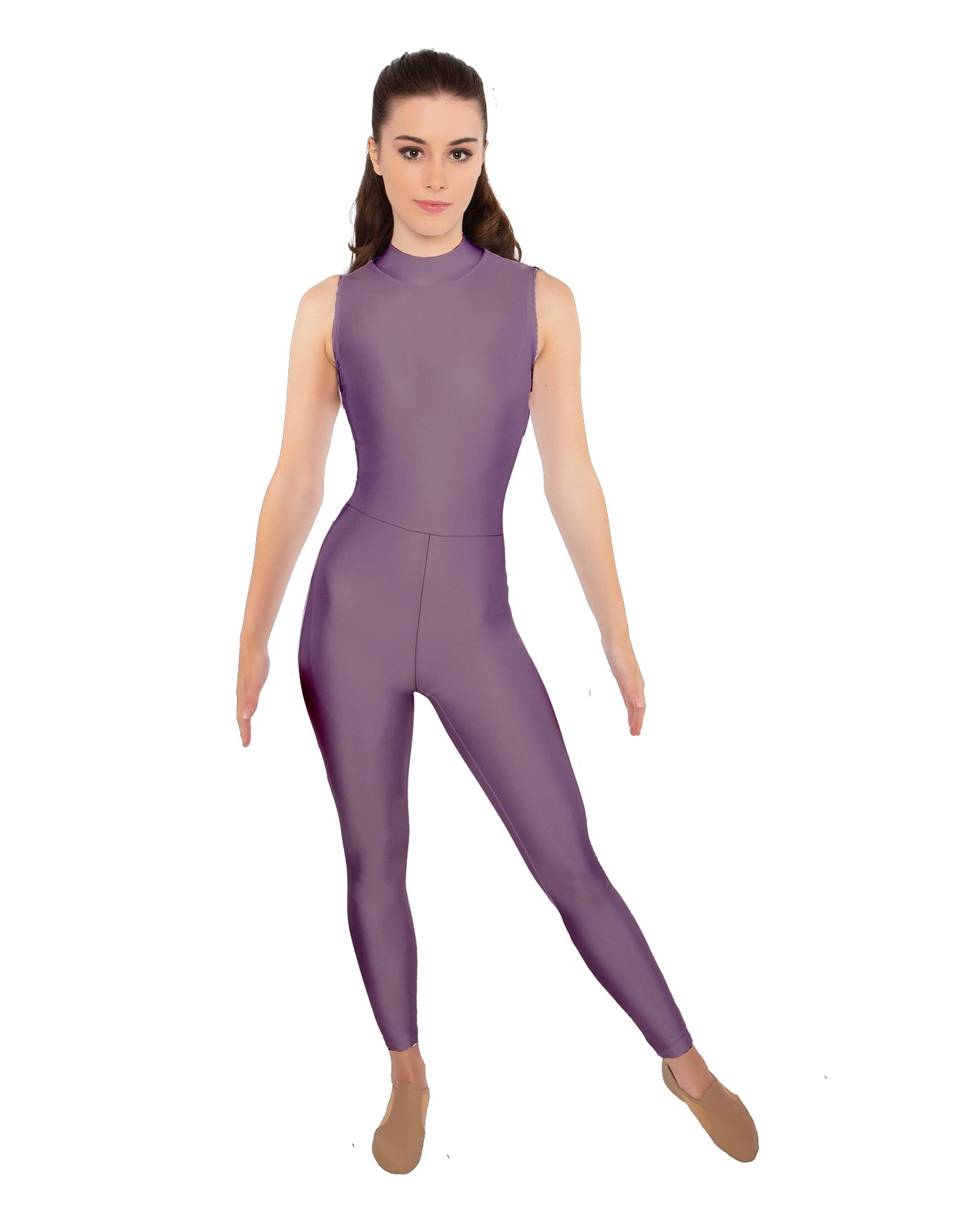 Solid Lycra Sleeveless TNeck Keyhole Unitard