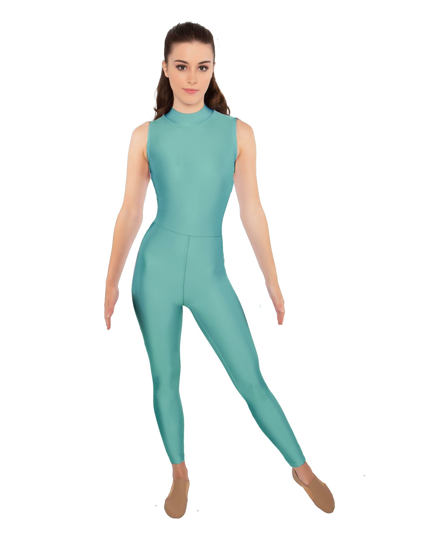 Solid Lycra Sleeveless TNeck Keyhole Unitard