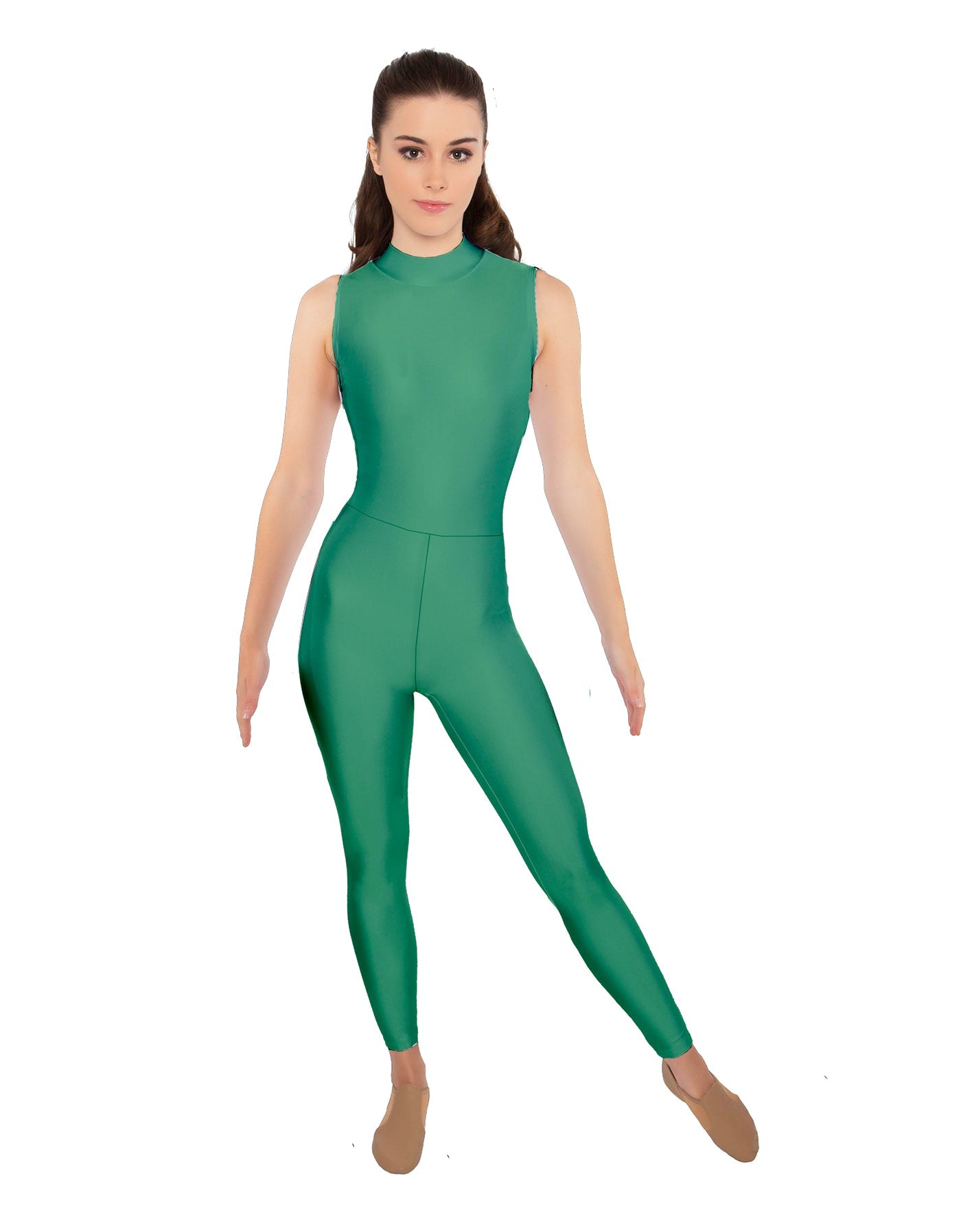 Solid Lycra Sleeveless TNeck Keyhole Unitard