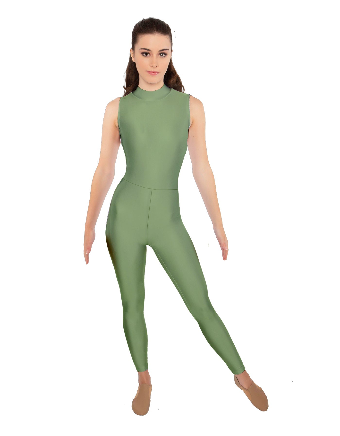 Solid Lycra Sleeveless TNeck Keyhole Unitard