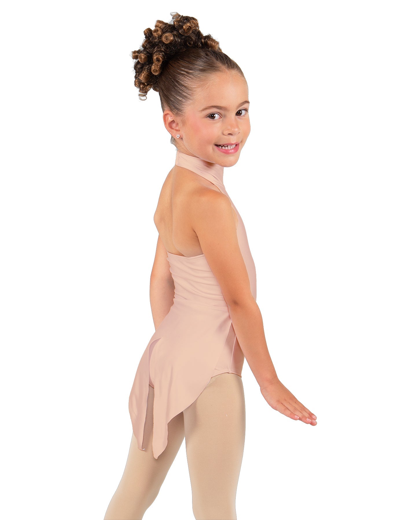 Solid Lycra Halter Collar Leotard with Tails