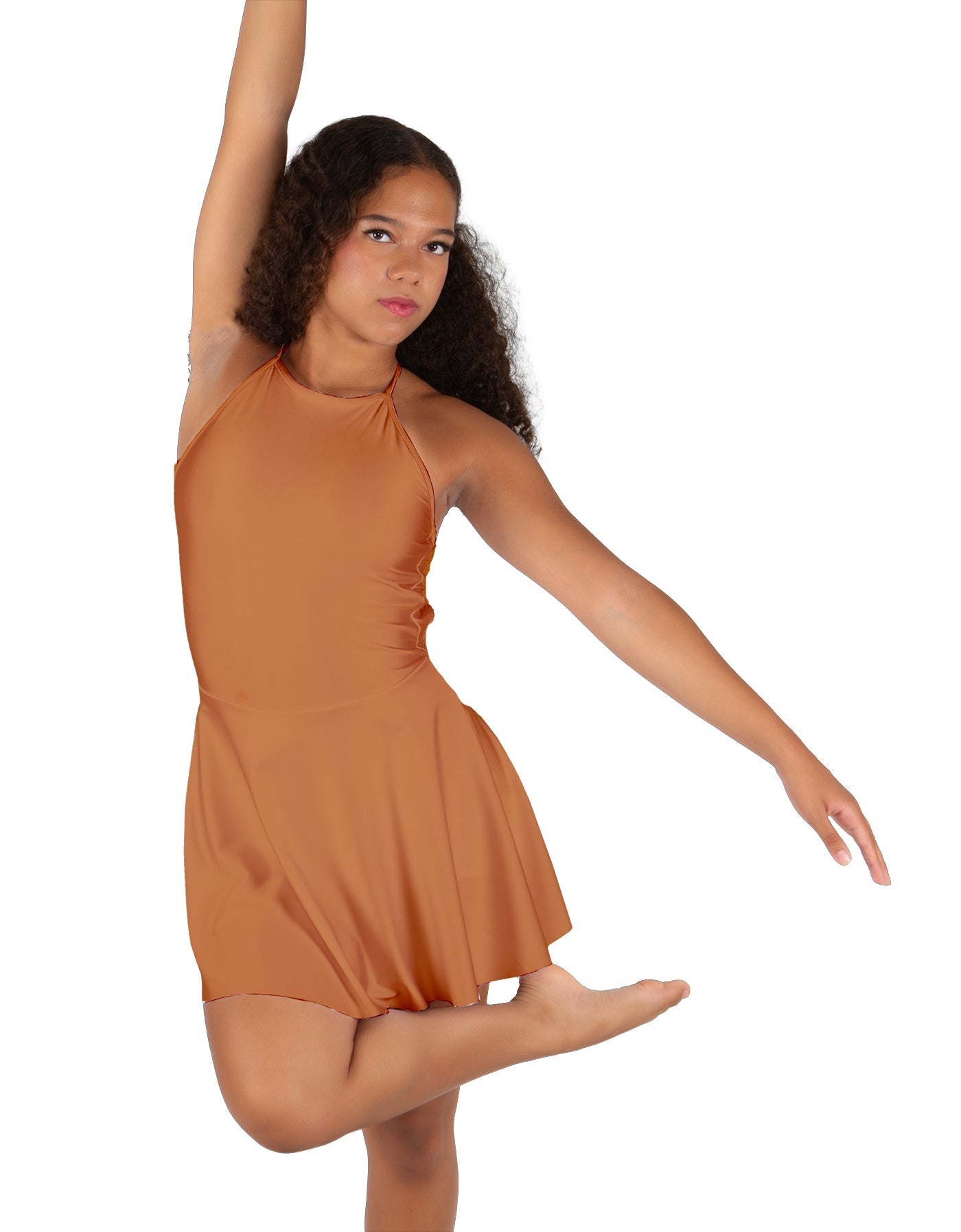 Solid Lycra Halter Dress with Bow back