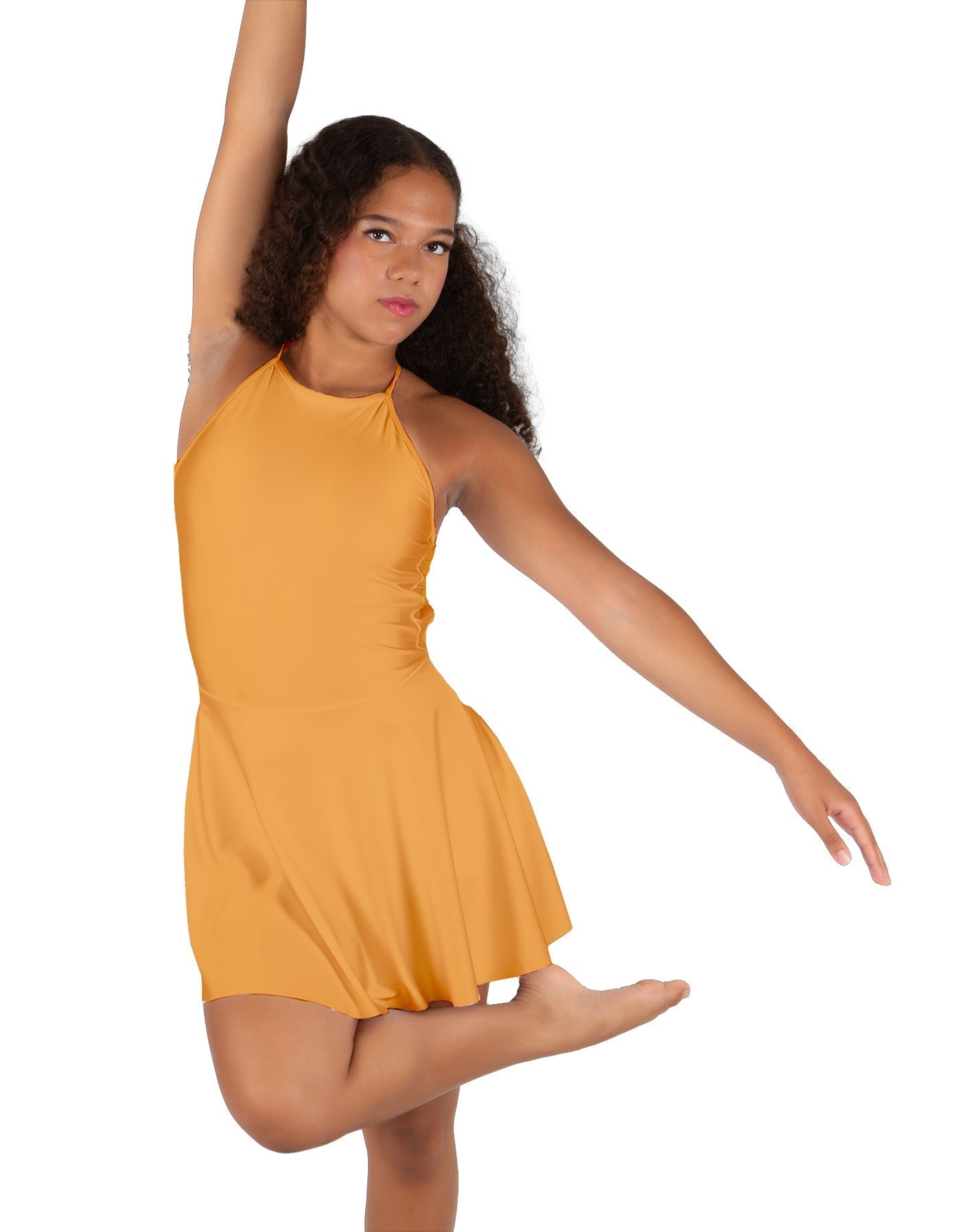 Solid Lycra Halter Dress with Bow back