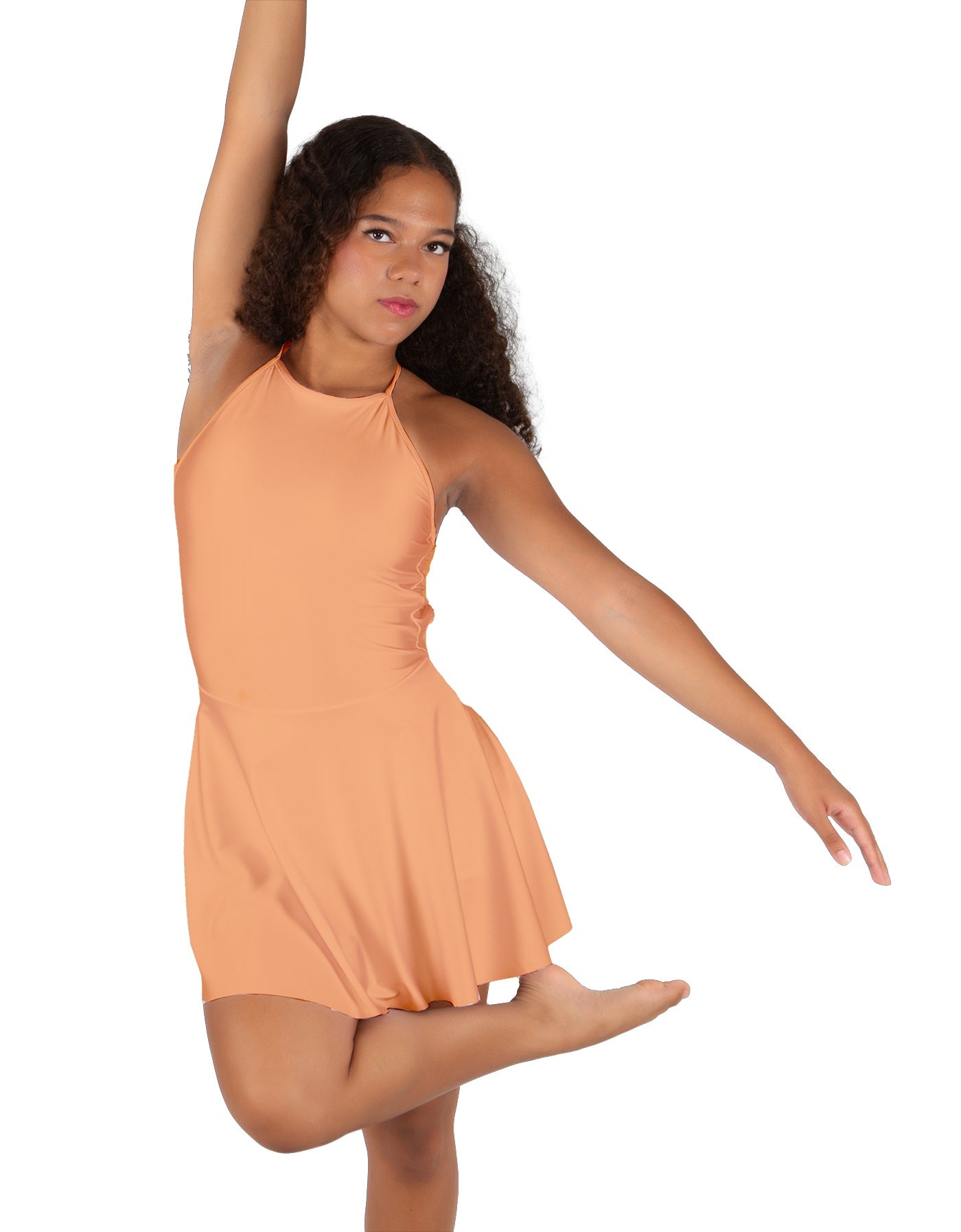 Solid Lycra Halter Dress with Bow back