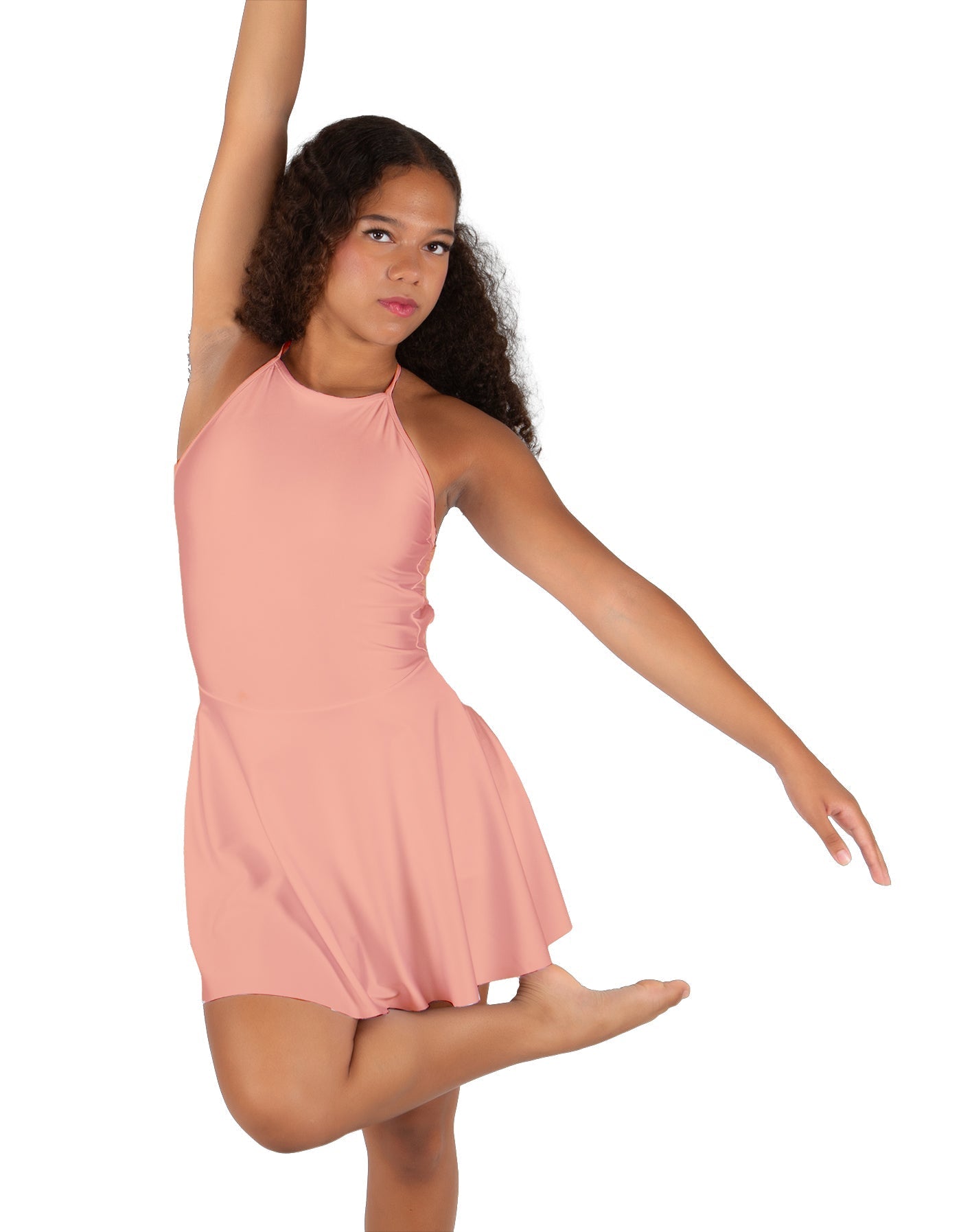Solid Lycra Halter Dress with Bow back