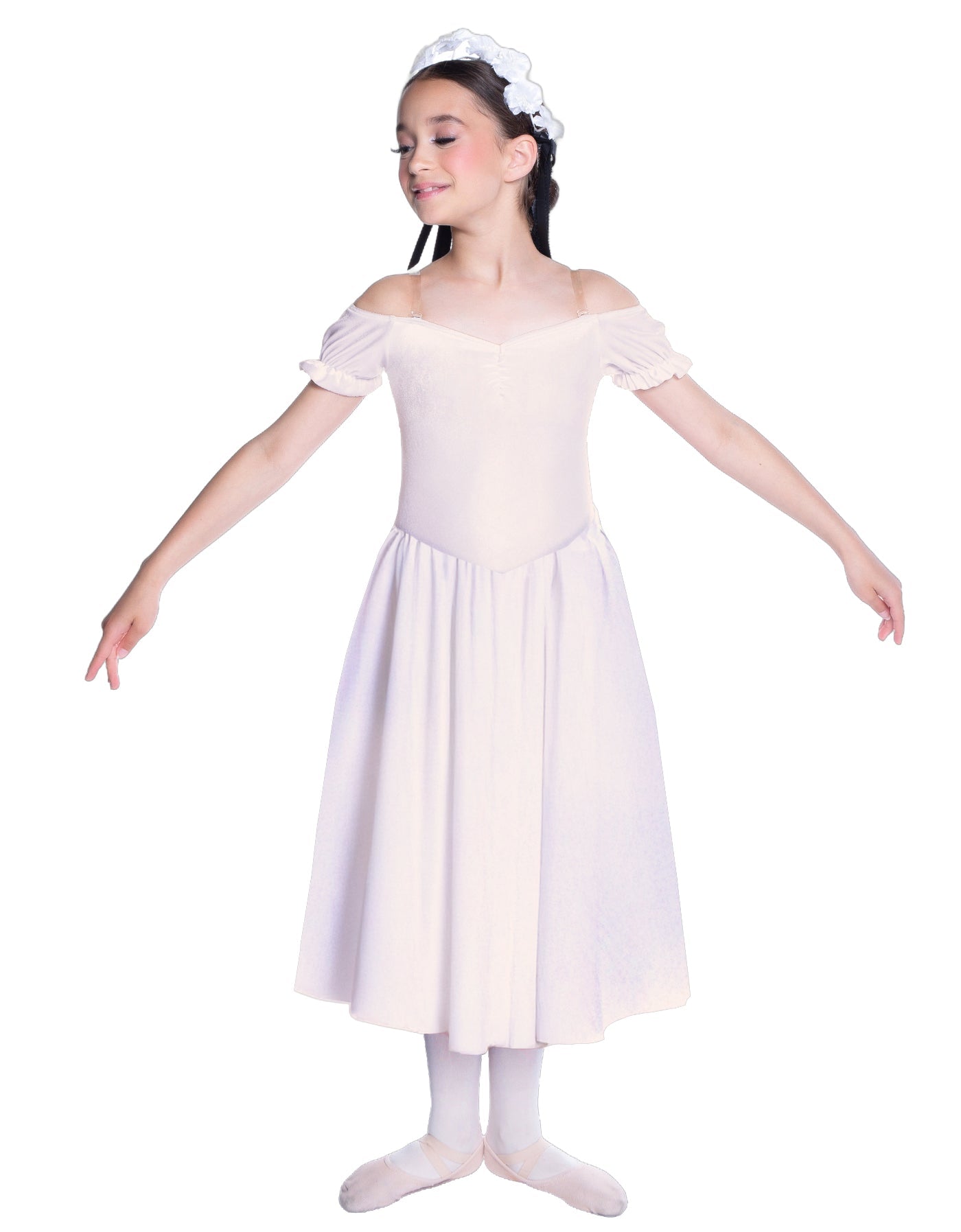 Solid Lycra Off The Shoulder Puff Sleeve Dress