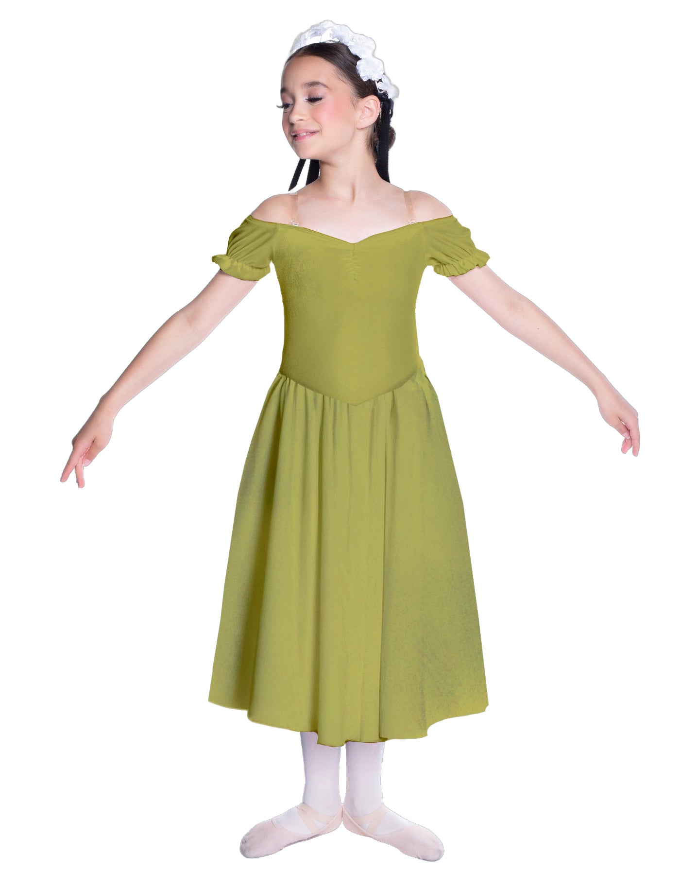 Solid Lycra Off The Shoulder Puff Sleeve Dress