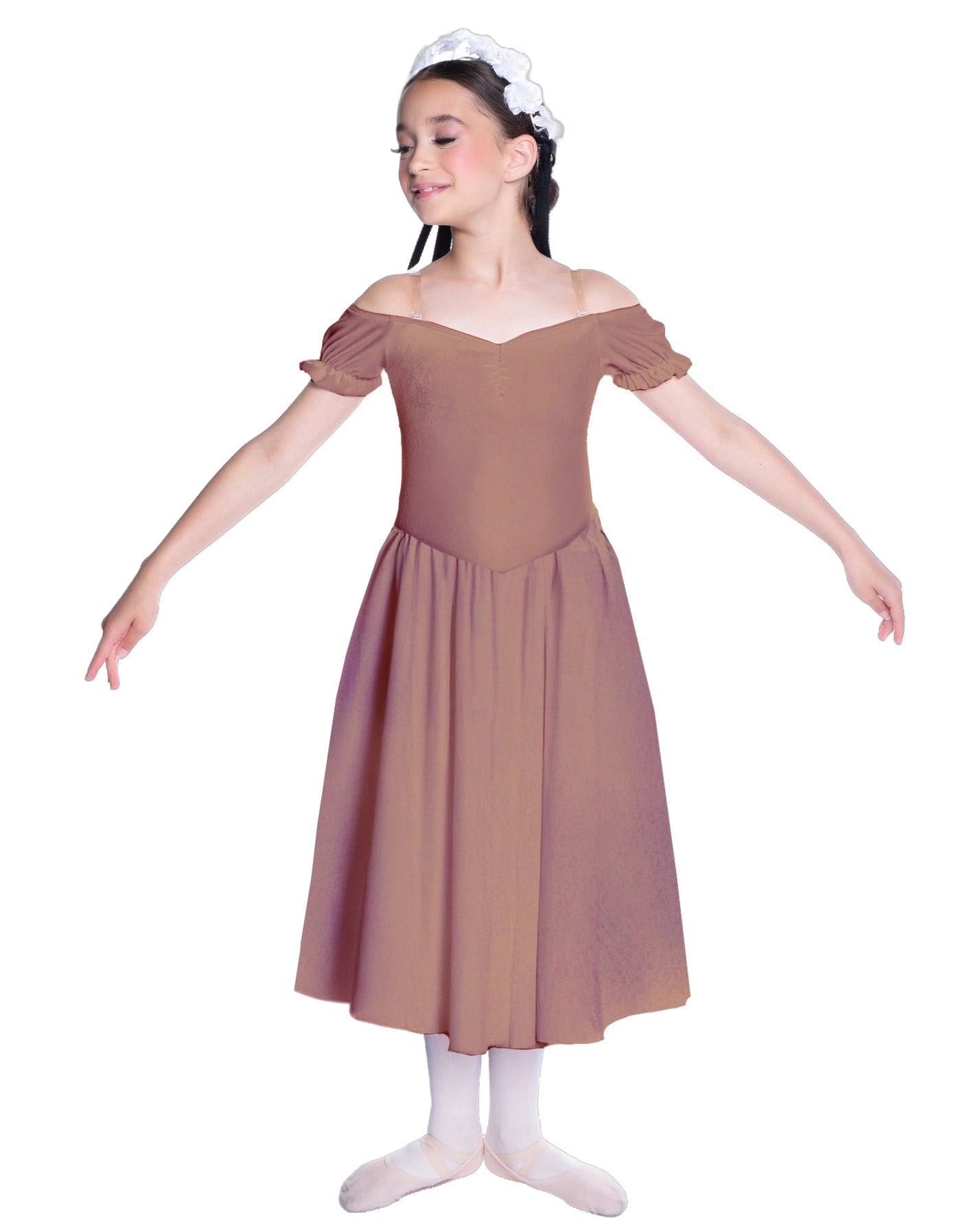 Solid Lycra Off The Shoulder Puff Sleeve Dress