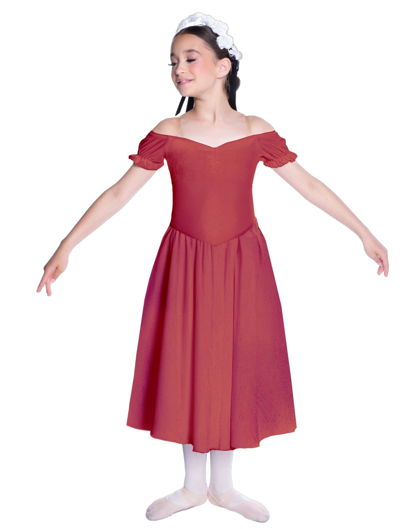 Solid Lycra Off The Shoulder Puff Sleeve Dress