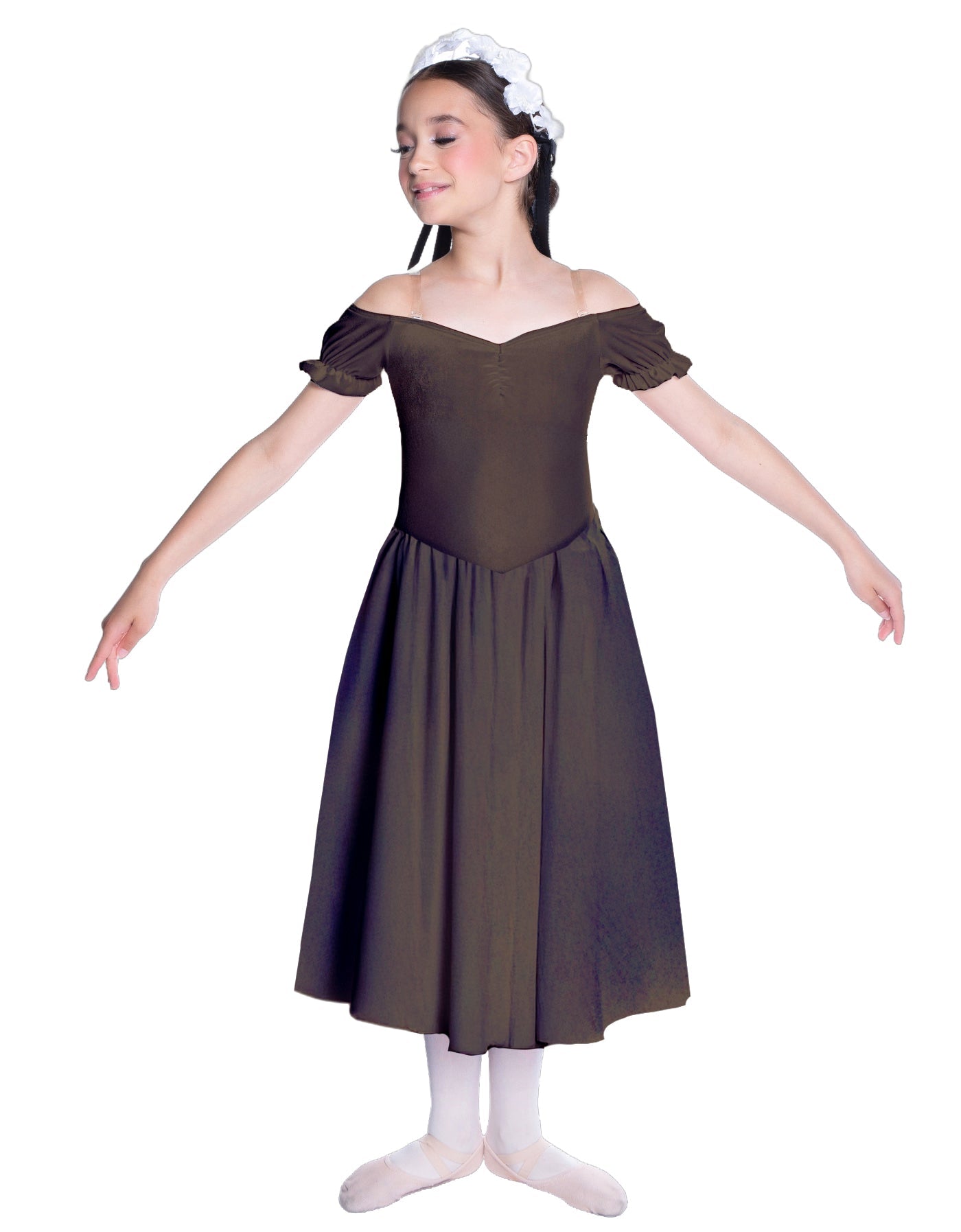 Solid Lycra Off The Shoulder Puff Sleeve Dress