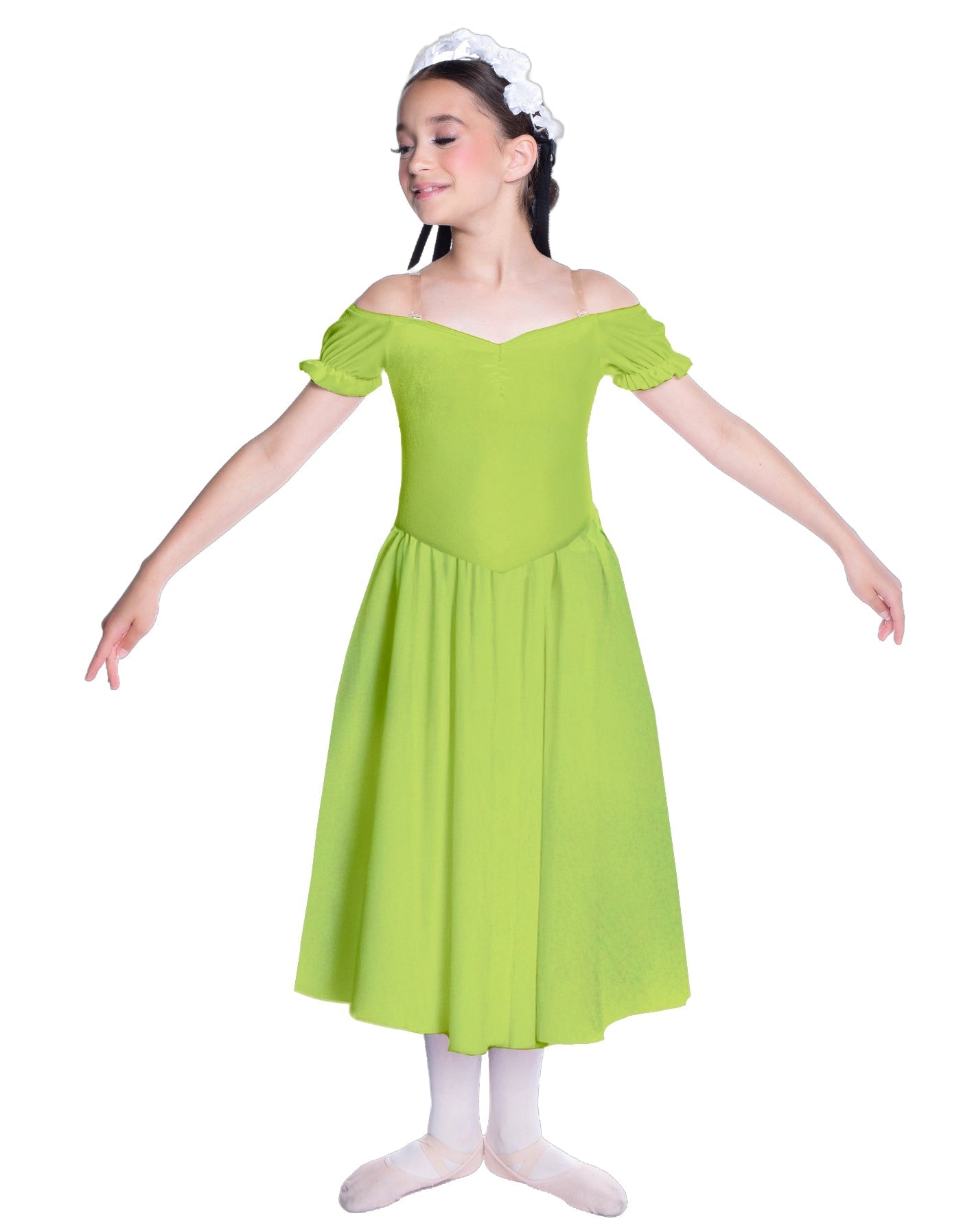 Solid Lycra Off The Shoulder Puff Sleeve Dress